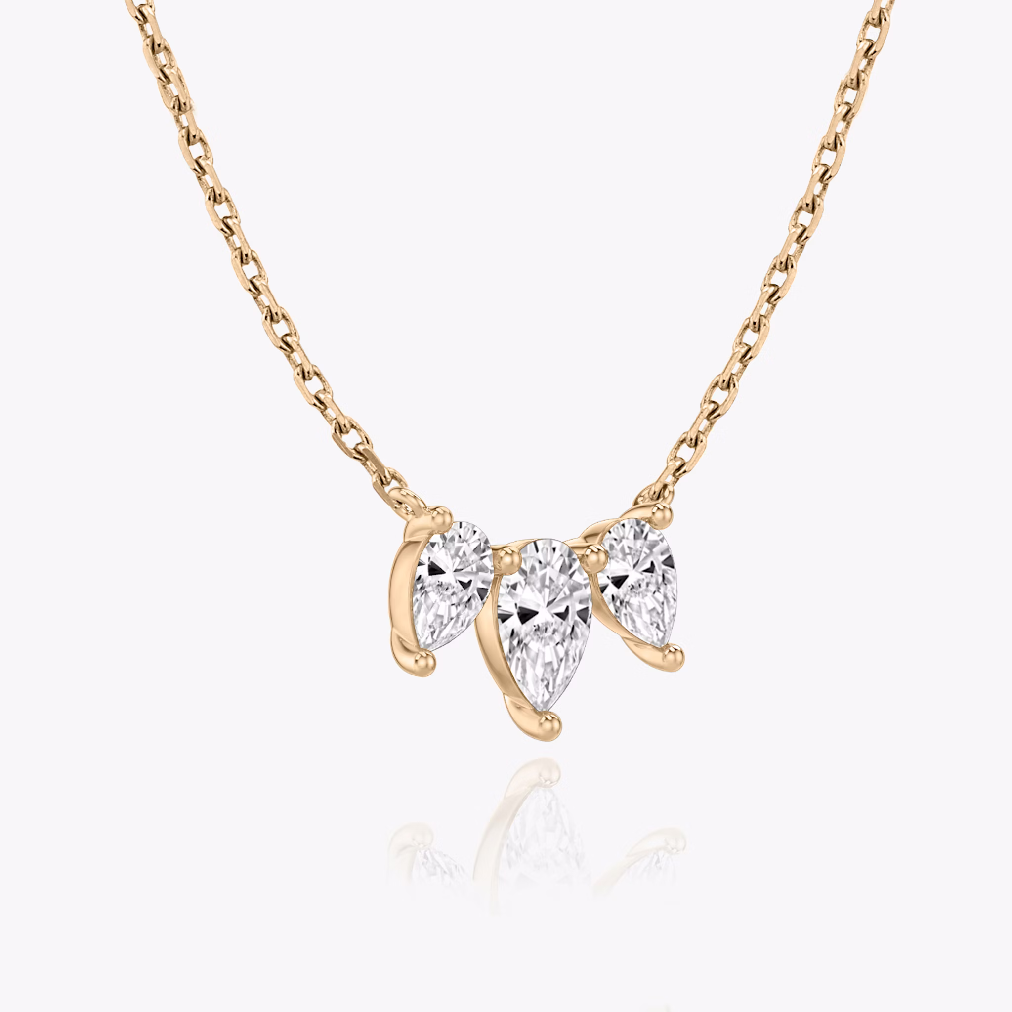 Arc Necklace | Pear | 14k | Rose Gold | diamondCount: 3 | diamondSize: original | chainLength: 16-18