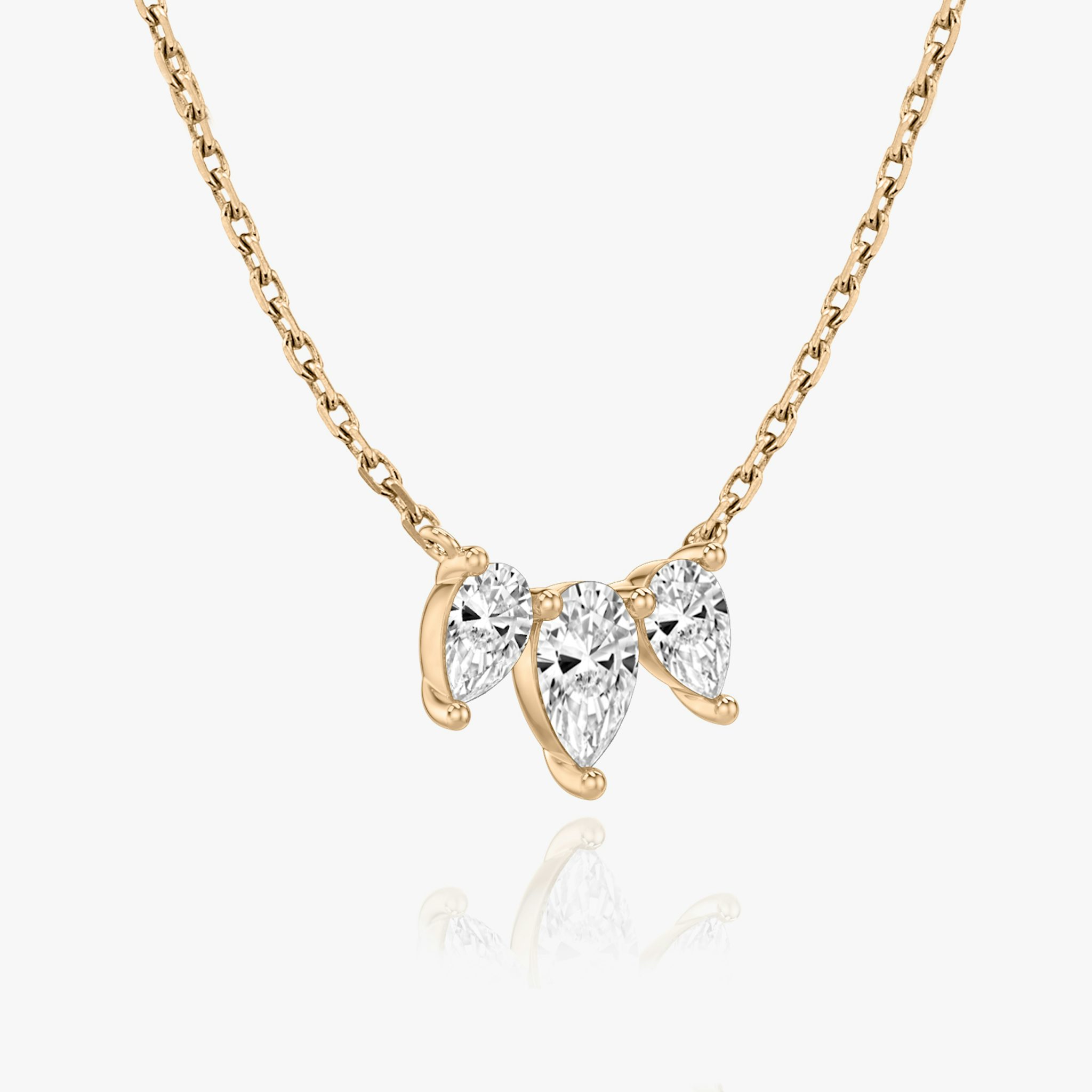 Arc Necklace | Pear | 14k | Rose Gold | diamondCount: 3 | diamondSize: original | chainLength: 16-18