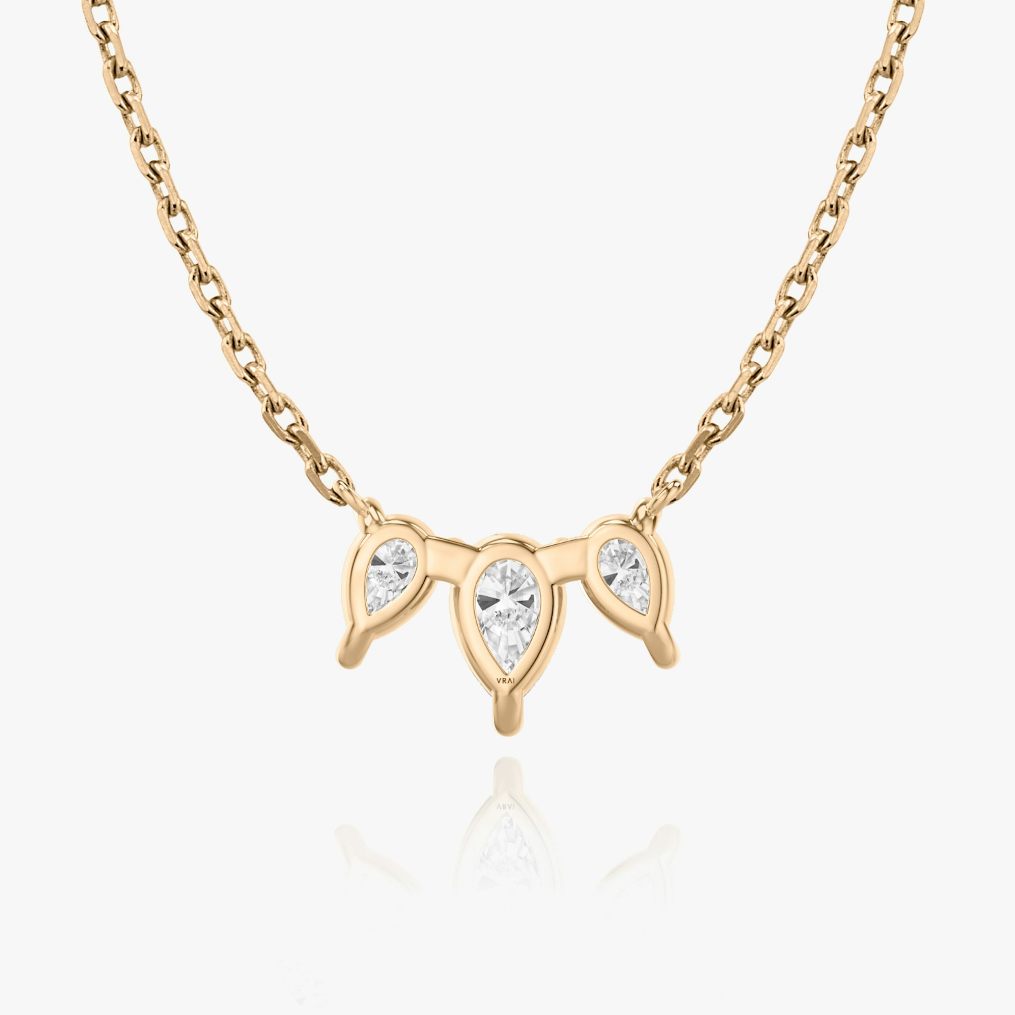 Arc Necklace | Pear | 14k | Rose Gold | diamondCount: 3 | diamondSize: original | chainLength: 16-18