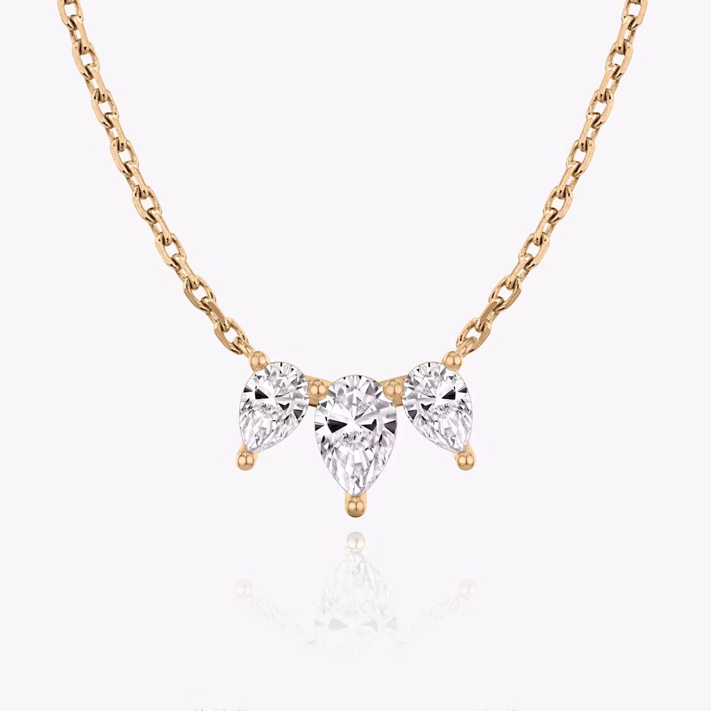 Arc Necklace | Pear | 14k | Rose Gold | diamondCount: 3 | diamondSize: original | chainLength: 16-18