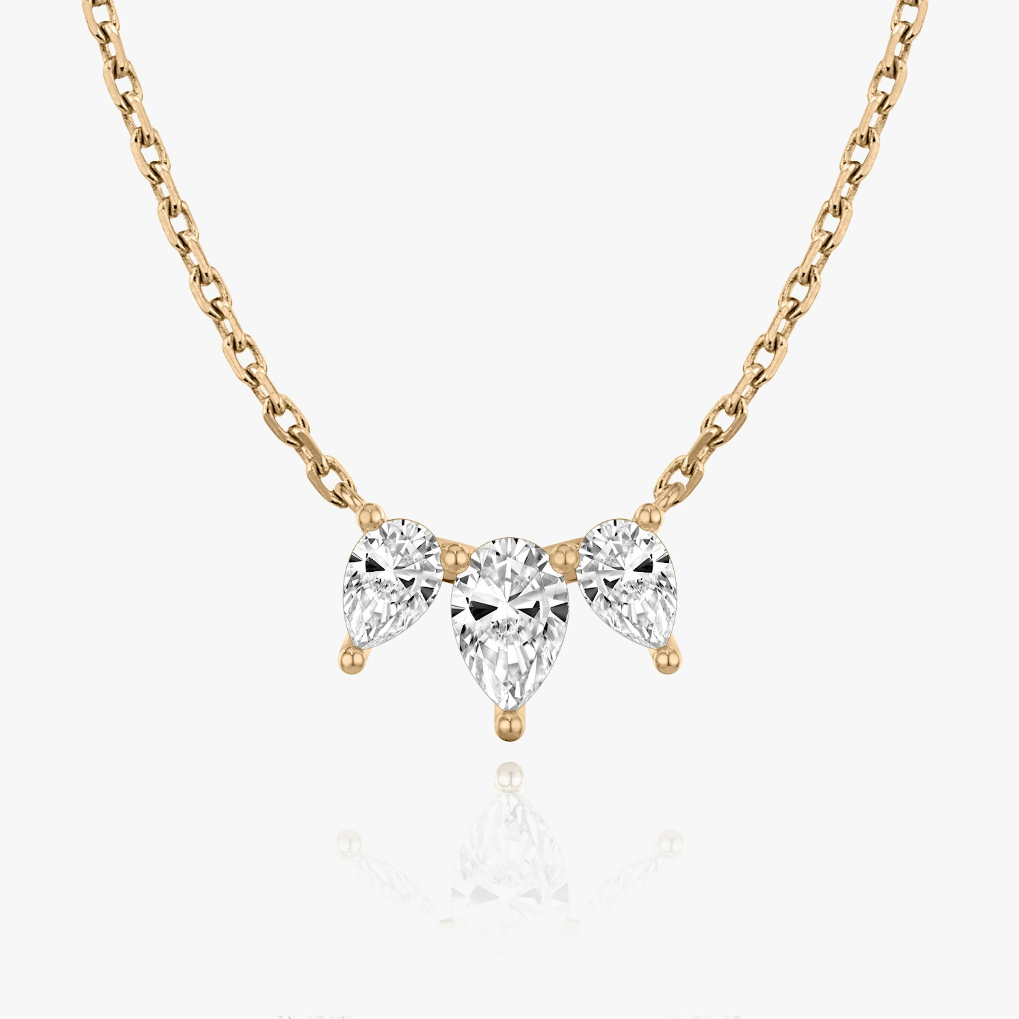 Arc Necklace | Pear | 14k | Rose Gold | diamondCount: 3 | diamondSize: original | chainLength: 16-18