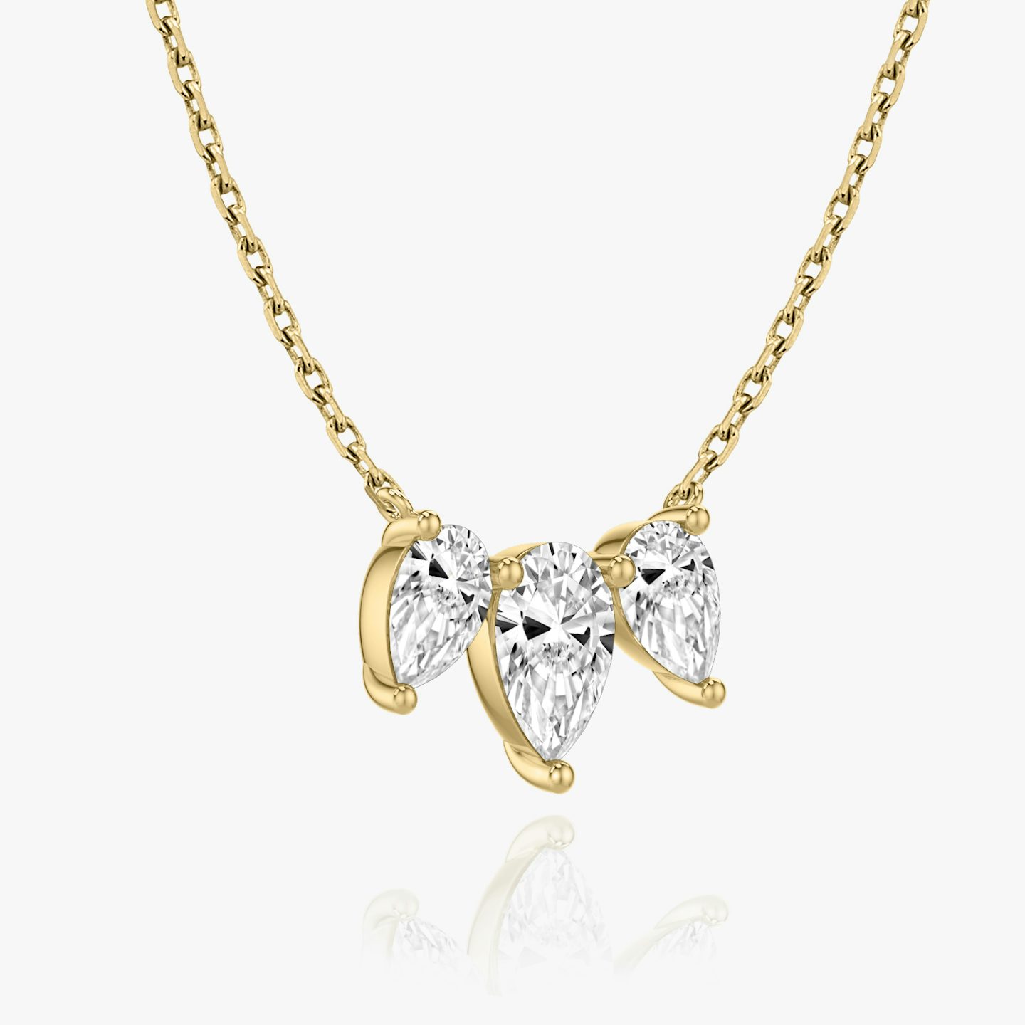 Arc Necklace | Pear | 14k | Yellow Gold | diamondCount: 3 | diamondSize: large | chainLength: 16-18