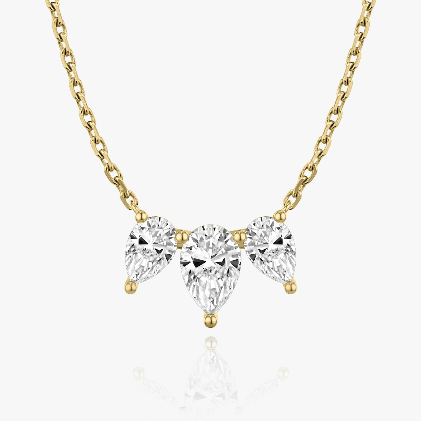 Arc Necklace | Pear | 14k | Yellow Gold | diamondCount: 3 | diamondSize: large | chainLength: 16-18