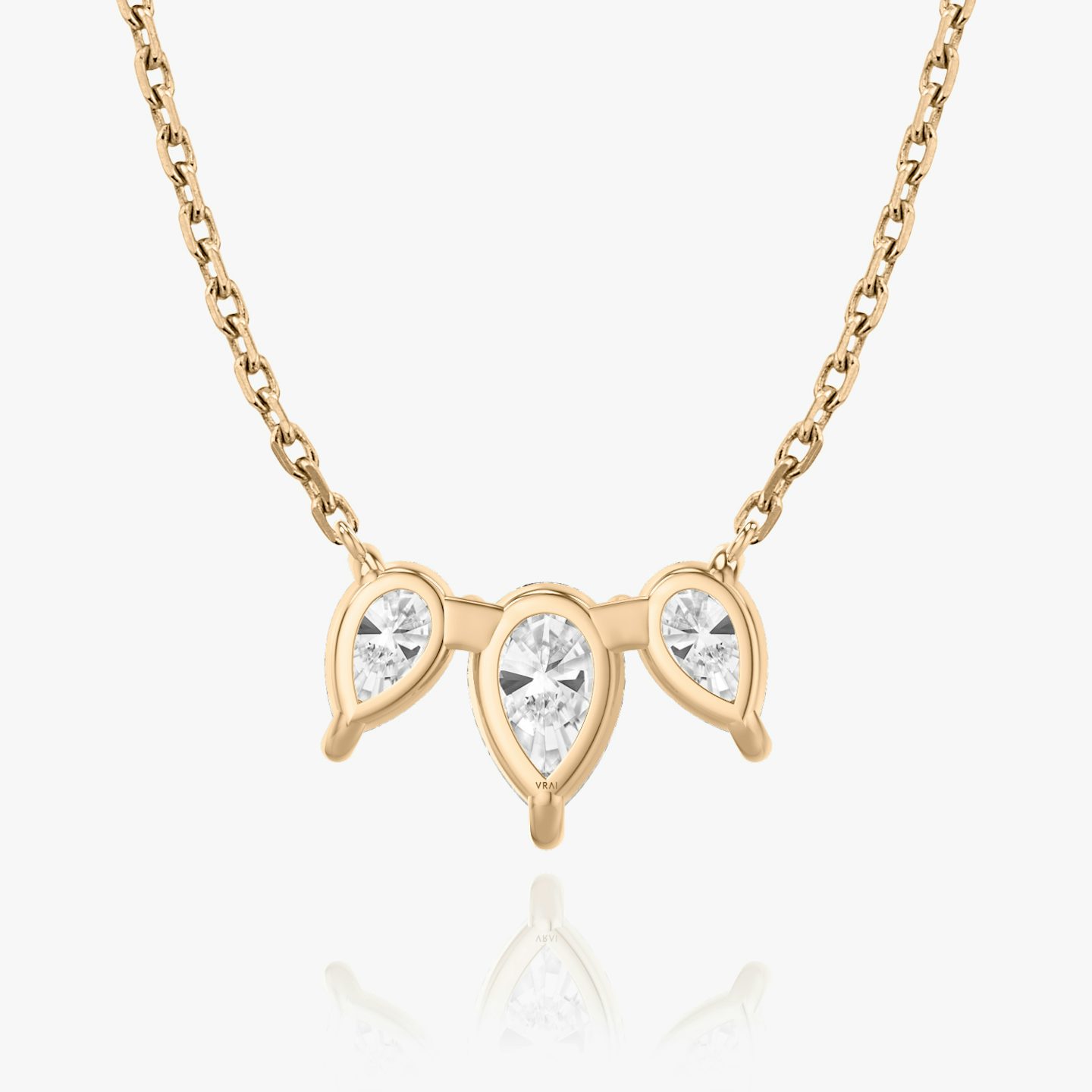 Arc Necklace | Pear | 14k | Rose Gold | diamondCount: 3 | diamondSize: large | chainLength: 16-18