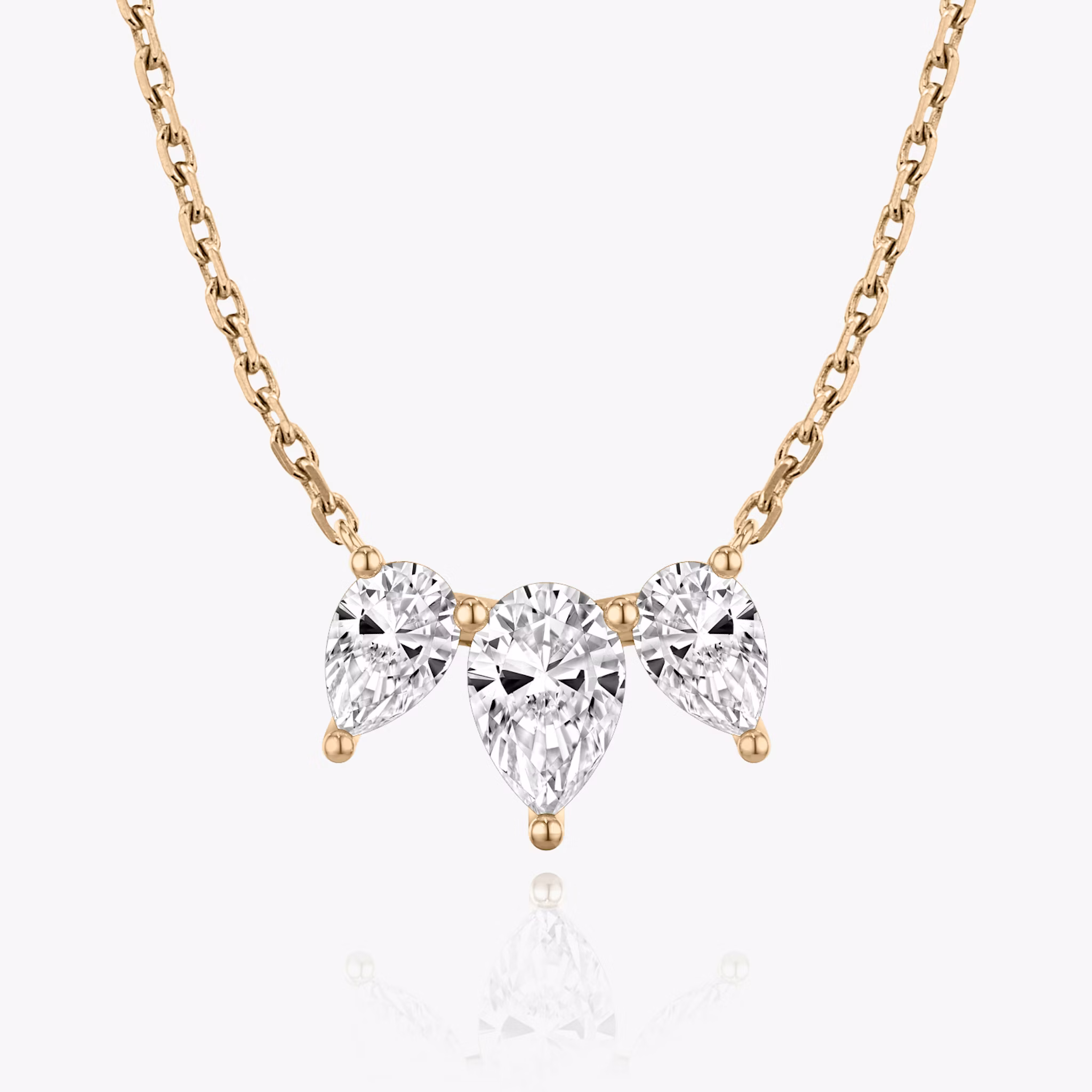 Collier Arc | Poire | 14k | Or rose | diamondCount: 3 | diamondSize: large | chainLength: 16-18