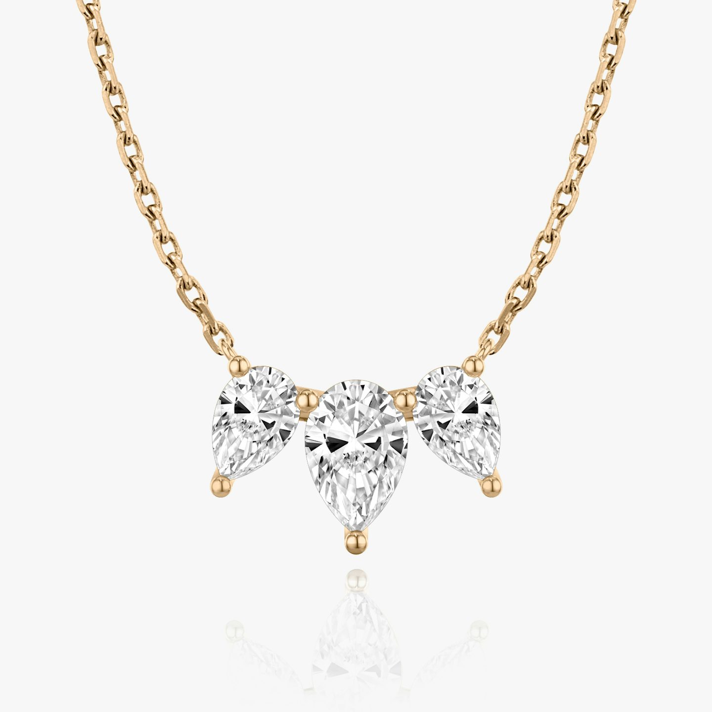 Arc Necklace | Pear | 14k | Rose Gold | diamondCount: 3 | diamondSize: large | chainLength: 16-18