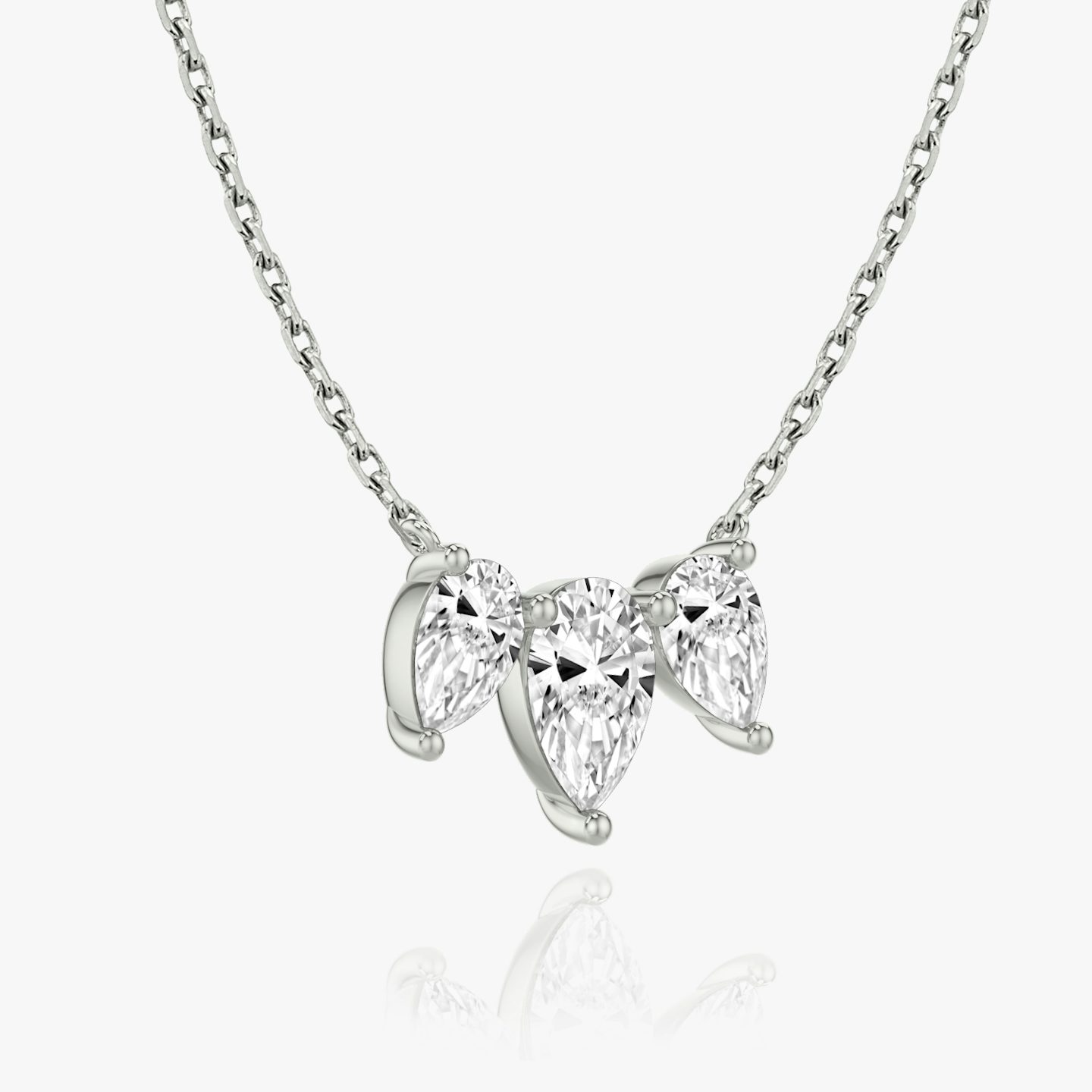 Arc Necklace | Pear | 14k | White Gold | diamondCount: 3 | diamondSize: large | chainLength: 16-18