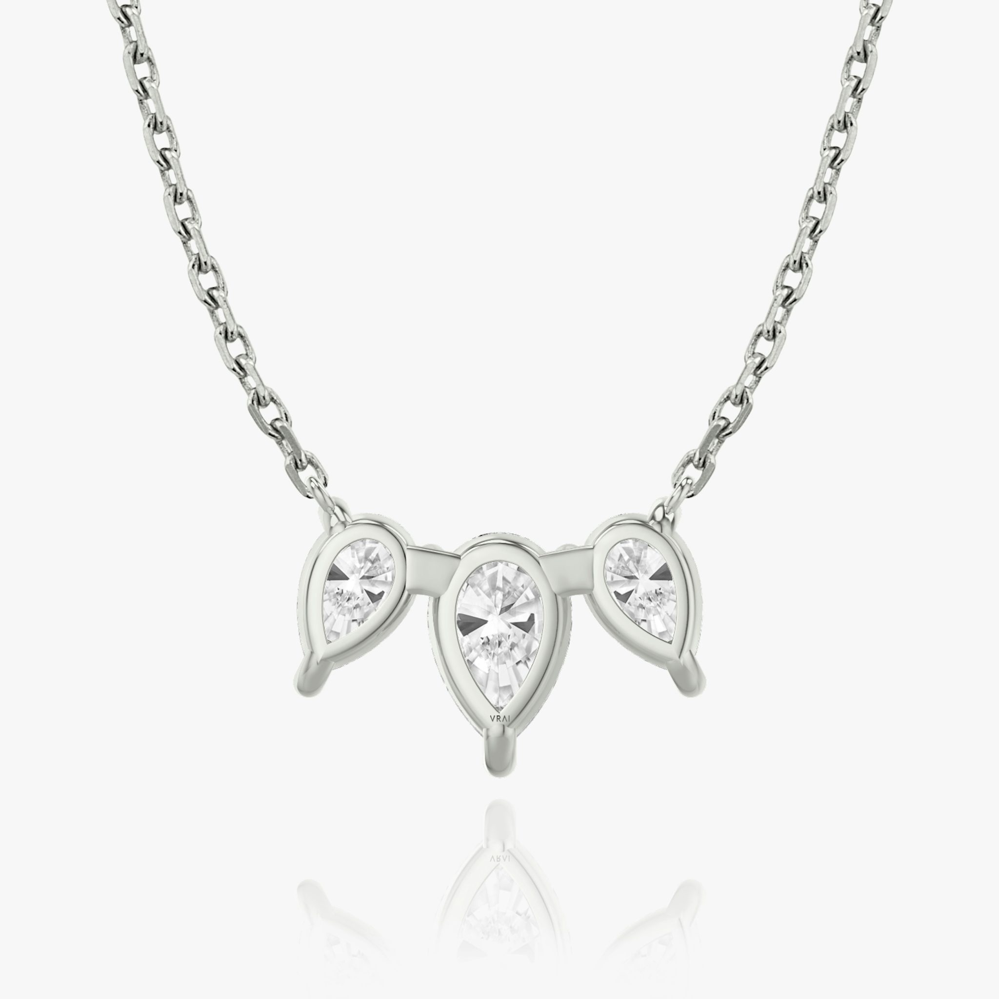 Arc Necklace | Pear | 14k | White Gold | diamondCount: 3 | diamondSize: large | chainLength: 16-18
