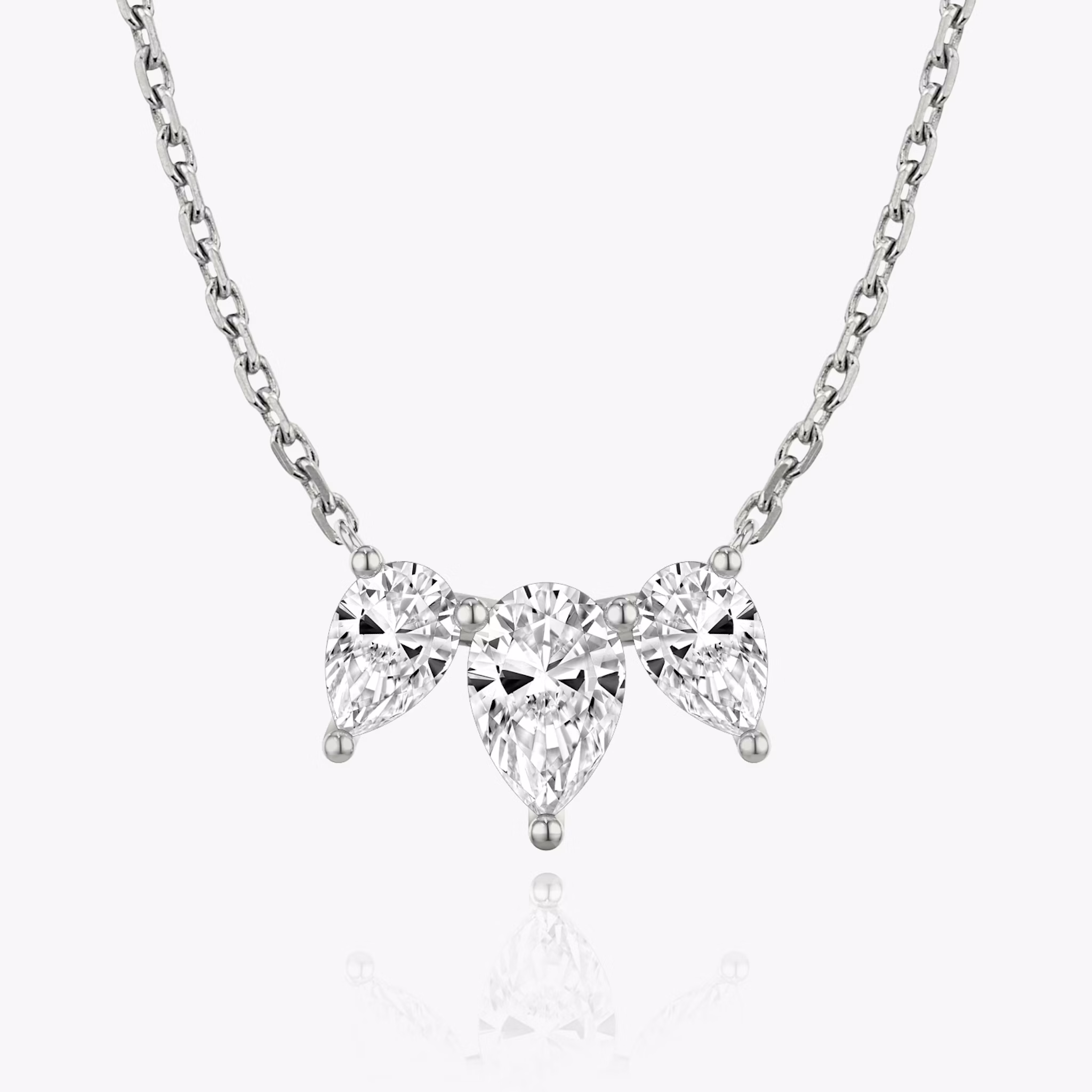 Arc Necklace | Pear | 14k | White Gold | diamondCount: 3 | diamondSize: large | chainLength: 16-18