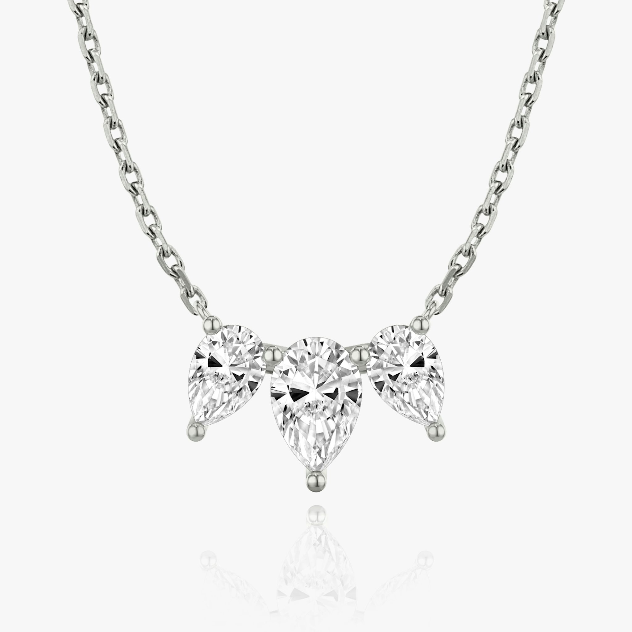 Arc Necklace | Pear | 14k | White Gold | diamondCount: 3 | diamondSize: large | chainLength: 16-18