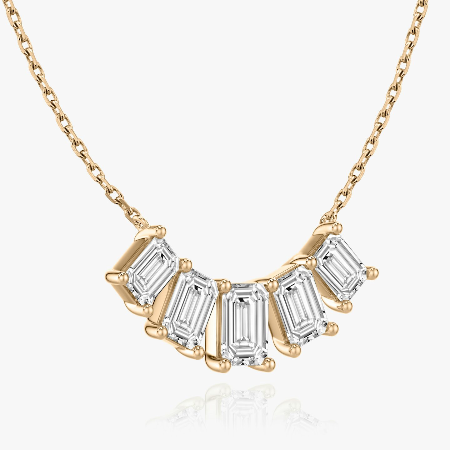 Arc Halskette | Emerald | 14k | Roségold | diamondCount: 5 | diamondSize: large | chainLength: 16-18