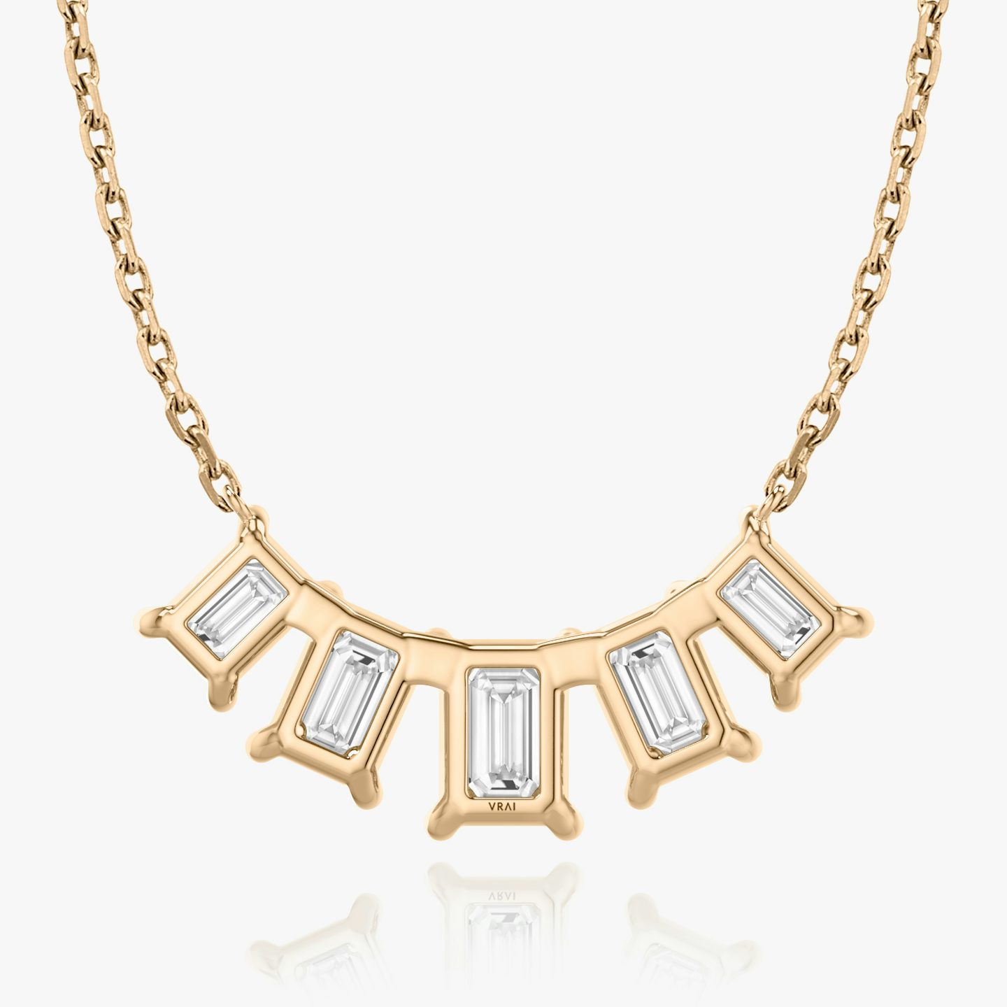 undefined | Emerald | 14k | Rose Gold | diamondCount: 5 | diamondSize: large | chainLength: 16-18