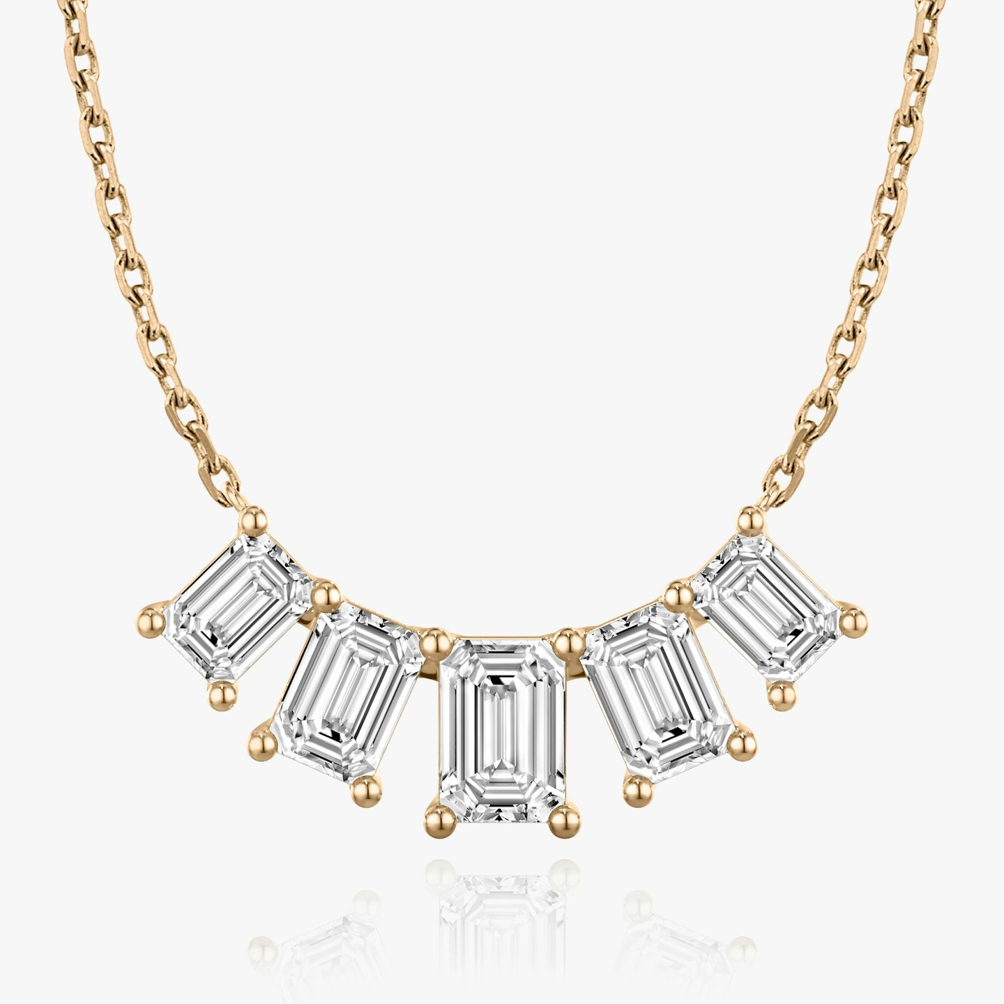 Arc Necklace | Emerald | 14k | Rose Gold | diamondCount: 5 | diamondSize: large | chainLength: 16-18