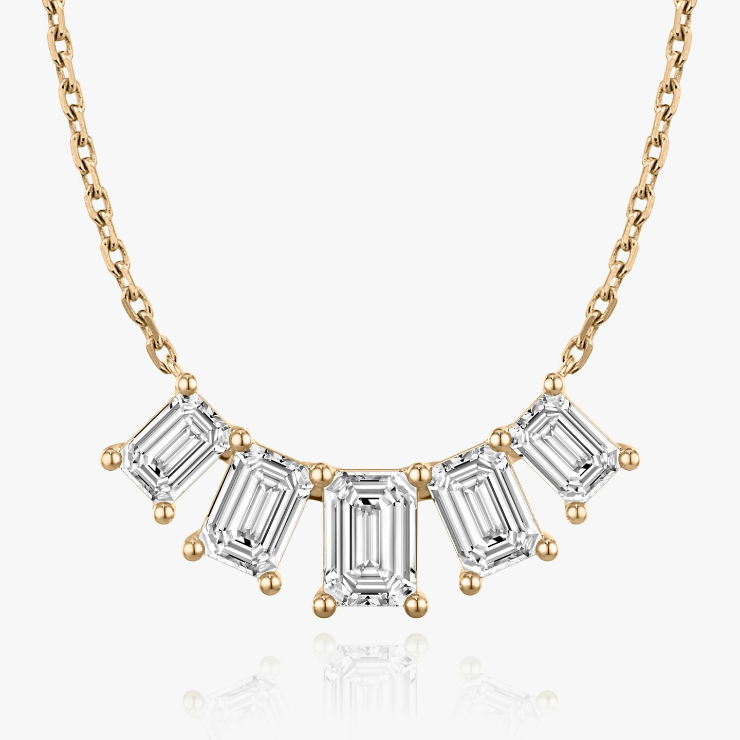 Arc Necklace | Emerald | 14k | Rose Gold | diamondCount: 5 | diamondSize: large | chainLength: 16-18