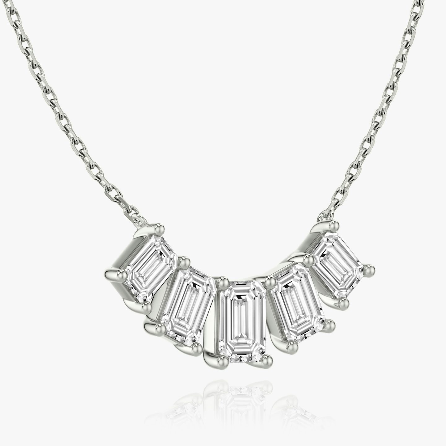Arc Halskette | Emerald | 14k | Weißgold | diamondCount: 5 | diamondSize: large | chainLength: 16-18