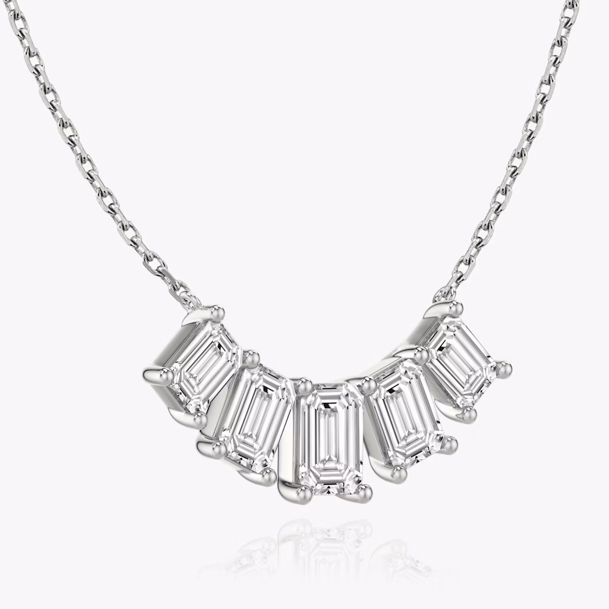 Arc Necklace | Emerald | 14k | White Gold | diamondCount: 5 | diamondSize: large | chainLength: 16-18
