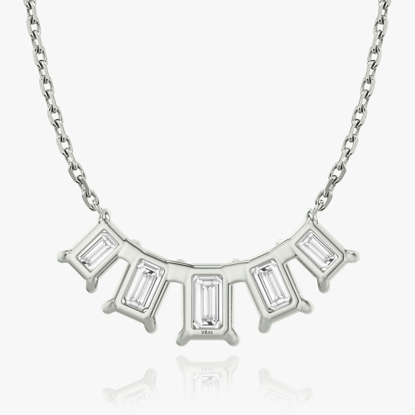 Arc Necklace | Emerald | 14k | White Gold | diamondCount: 5 | diamondSize: large | chainLength: 16-18