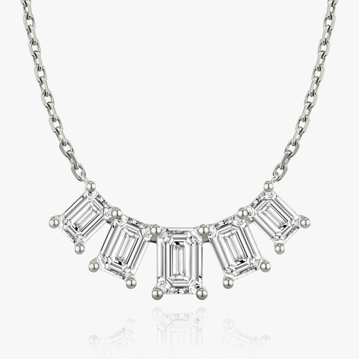 Collar Arc | Esmeralda | 14k | Oro blanco | diamondCount: 5 | diamondSize: large | chainLength: 16-18