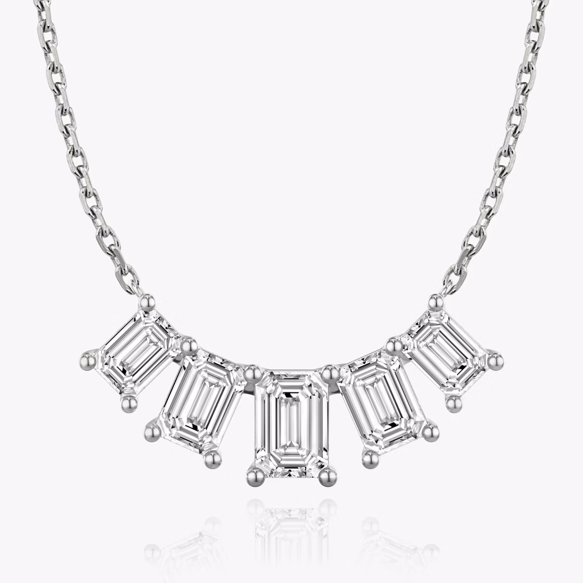 Arc Necklace | Emerald | 14k | White Gold | diamondCount: 5 | diamondSize: large | chainLength: 16-18
