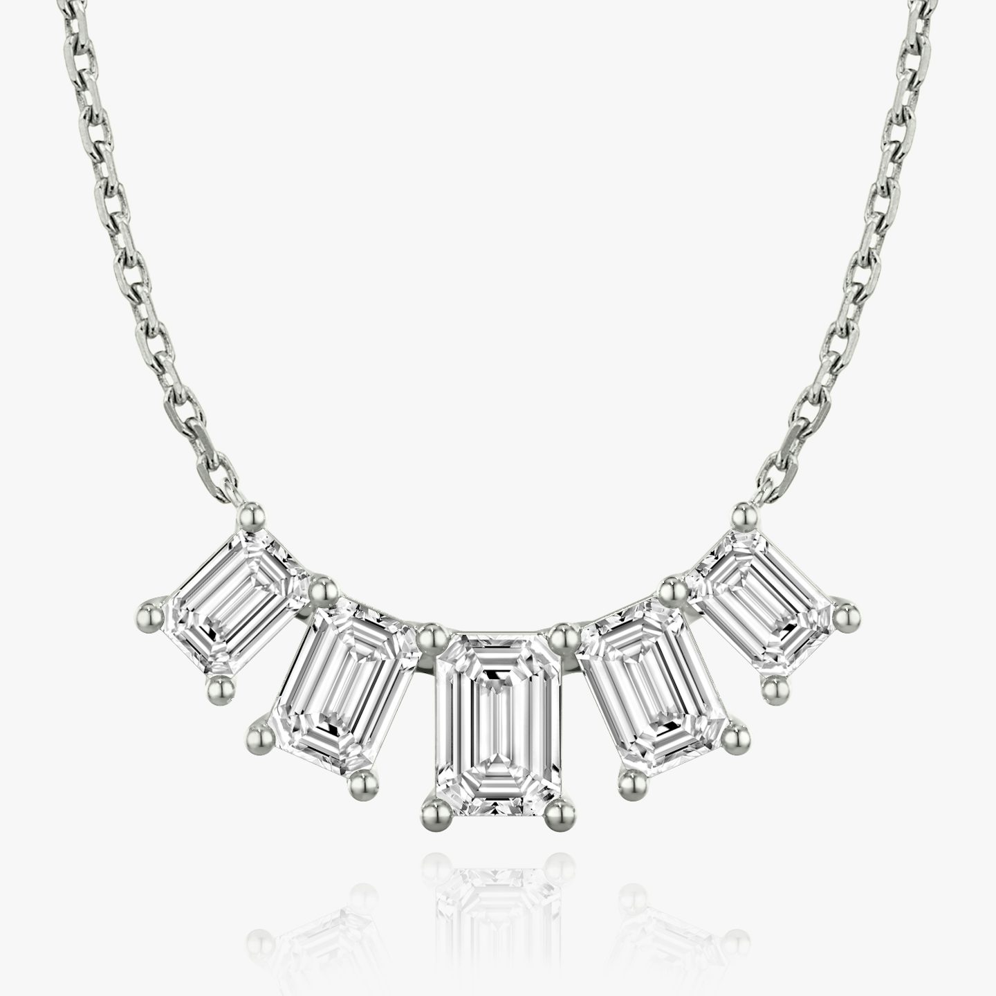 Arc Necklace | Emerald | 14k | White Gold | diamondCount: 5 | diamondSize: large | chainLength: 16-18