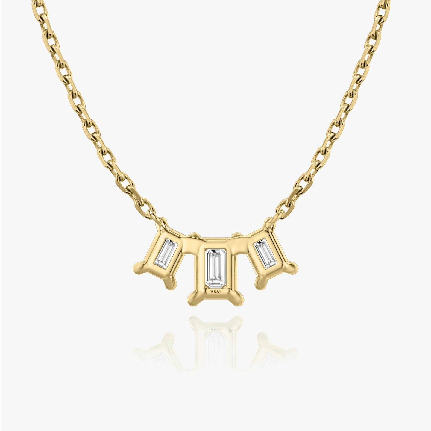 Arc Necklace | Emerald | 14k | Yellow Gold | diamondCount: 3 | diamondSize: original | chainLength: 16-18