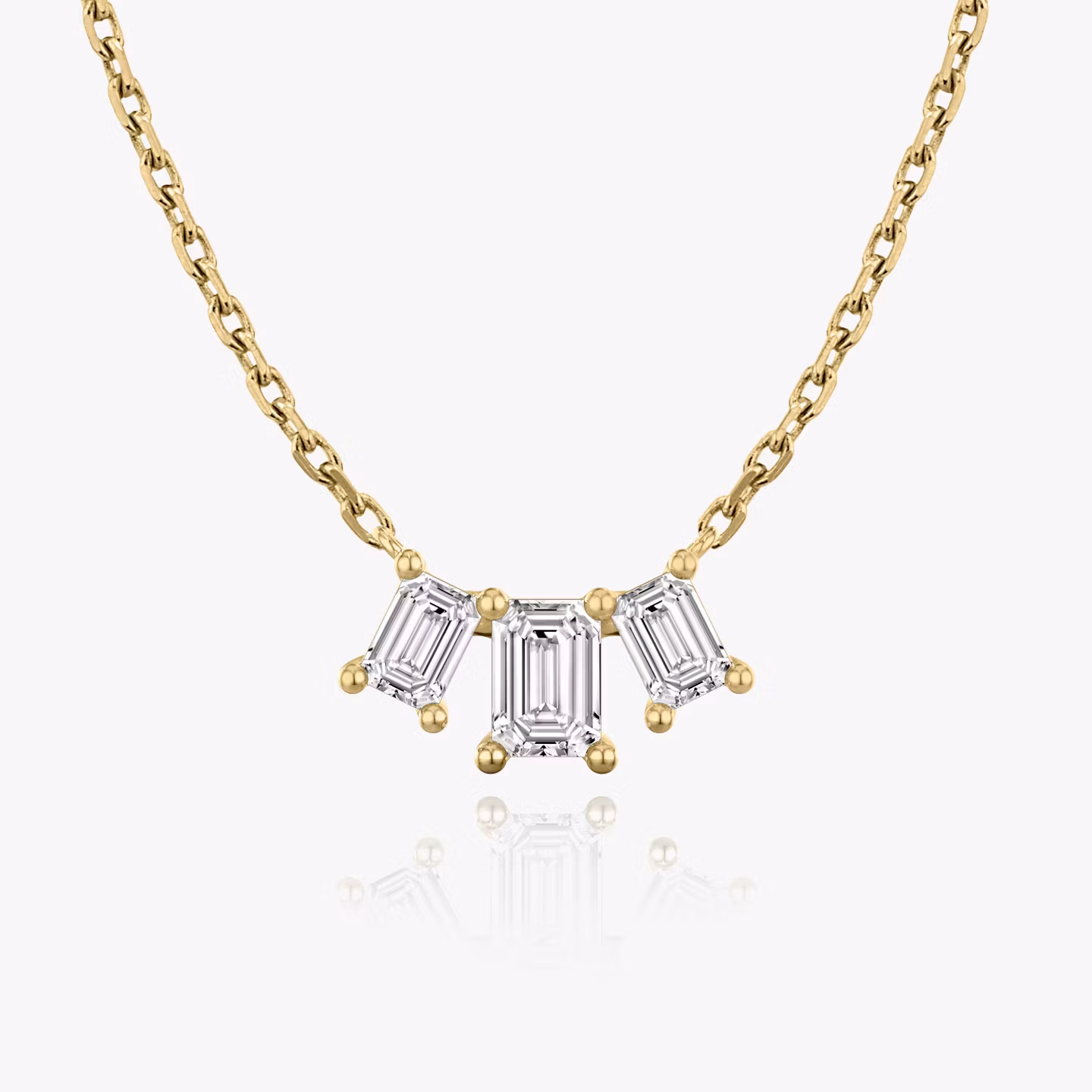 Arc Necklace | Emerald | 14k | Yellow Gold | diamondCount: 3 | diamondSize: original | chainLength: 16-18