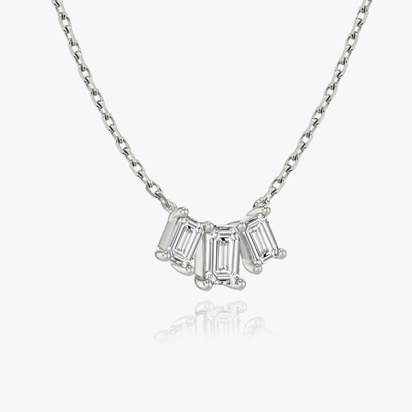 Arc Necklace | Emerald | 14k | White Gold | diamondCount: 3 | diamondSize: original | chainLength: 16-18