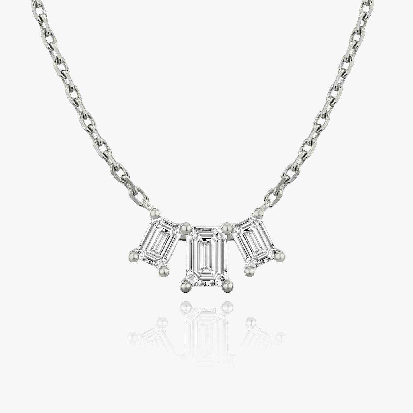 Arc Necklace | Emerald | 14k | White Gold | diamondCount: 3 | diamondSize: original | chainLength: 16-18
