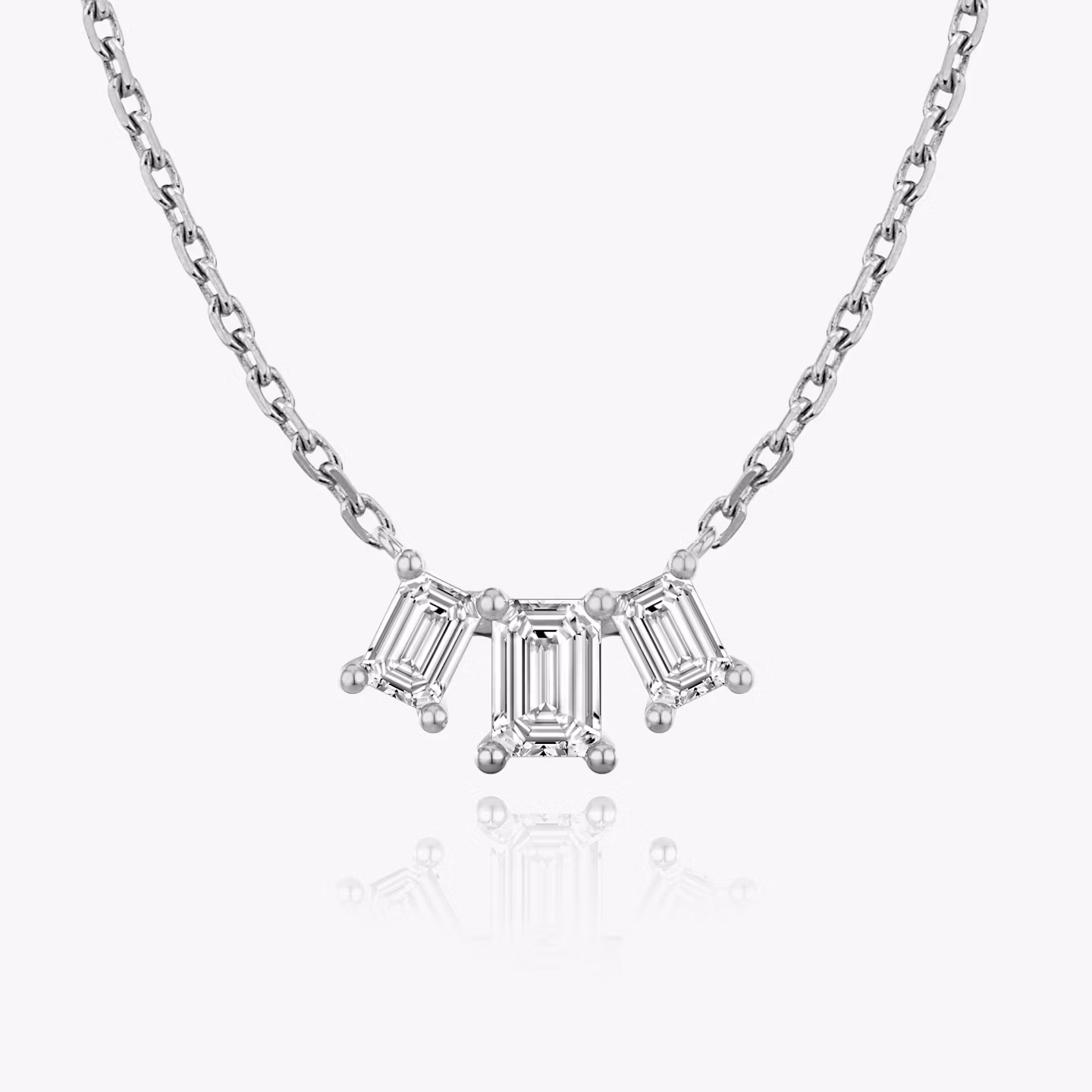 Collier Arc | Émeraude | 14k | Or blanc | diamondCount: 3 | diamondSize: original | chainLength: 16-18