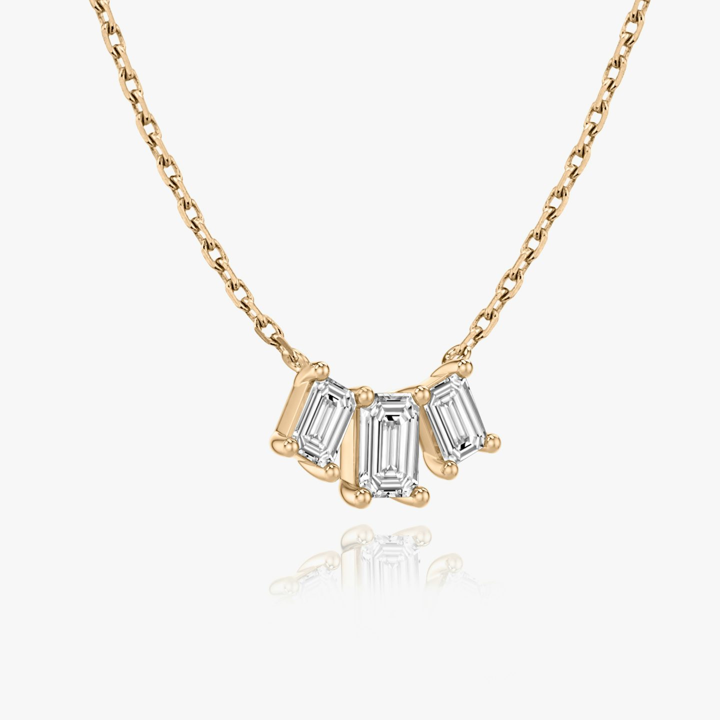 Arc Necklace | Emerald | 14k | Rose Gold | diamondCount: 3 | diamondSize: original | chainLength: 16-18