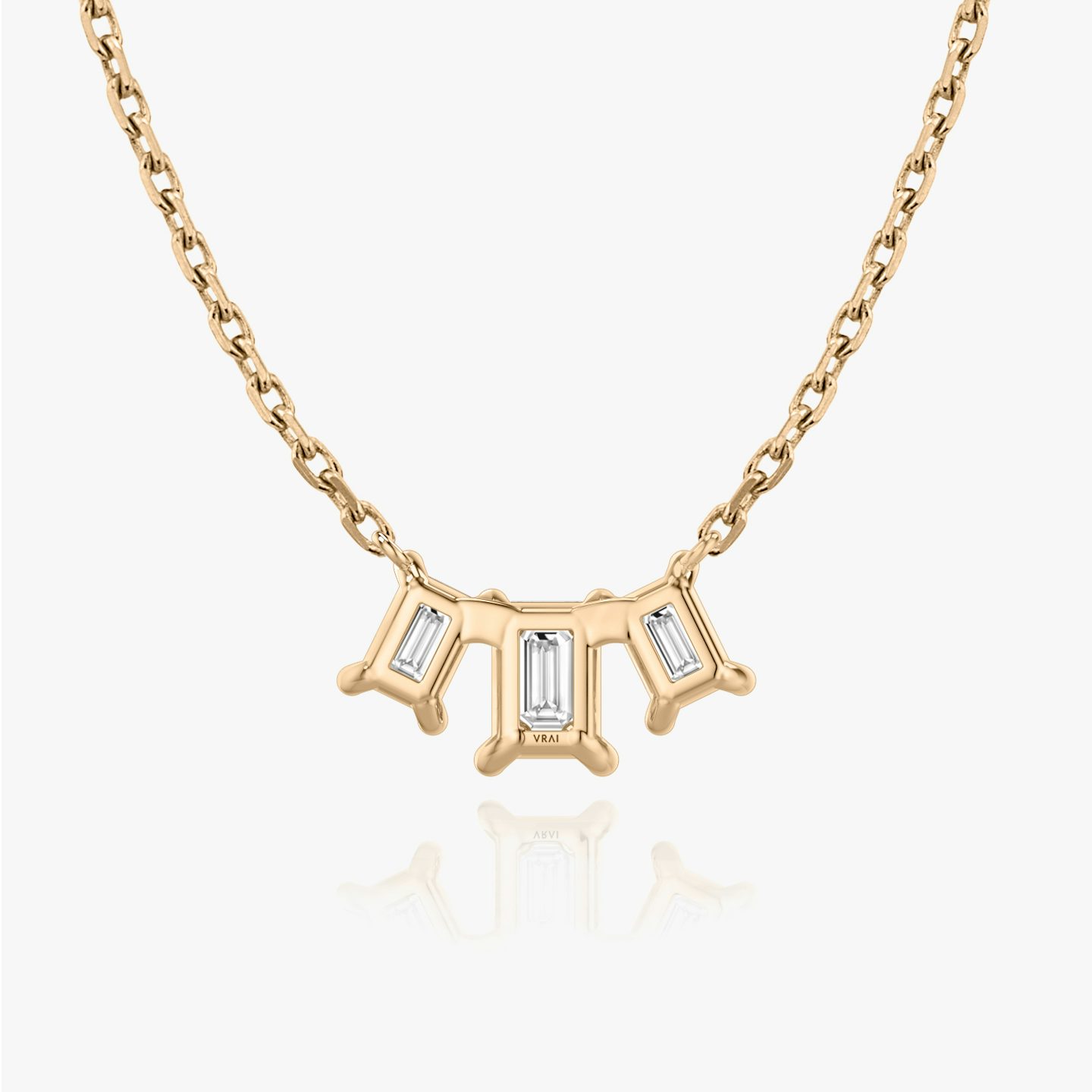 Arc Necklace | Emerald | 14k | Rose Gold | diamondCount: 3 | diamondSize: original | chainLength: 16-18