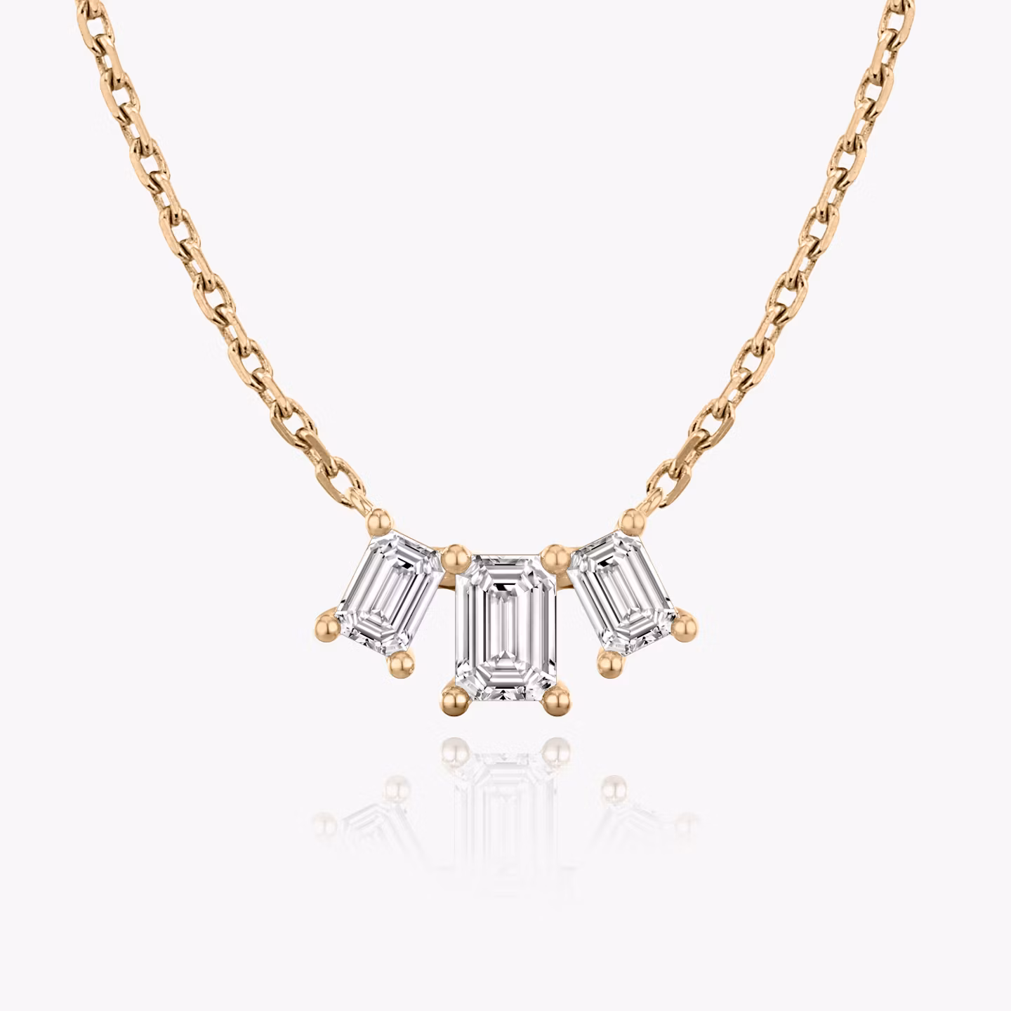 Arc Necklace | Emerald | 14k | Rose Gold | diamondCount: 3 | diamondSize: original | chainLength: 16-18