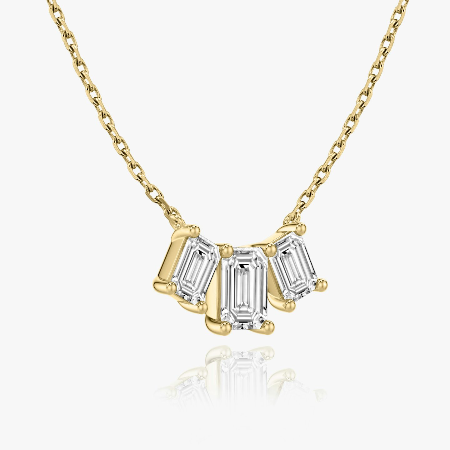 undefined | Emerald | 14k | Yellow Gold | diamondCount: 3 | diamondSize: large | chainLength: 16-18