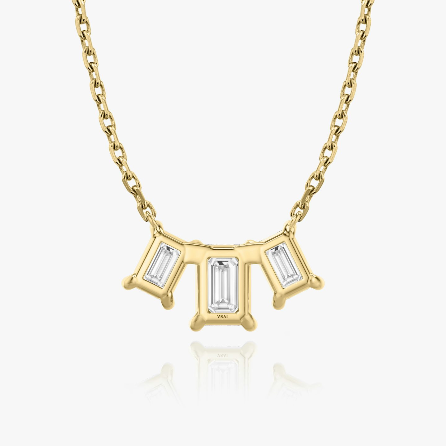 undefined | Emerald | 14k | Yellow Gold | diamondCount: 3 | diamondSize: large | chainLength: 16-18