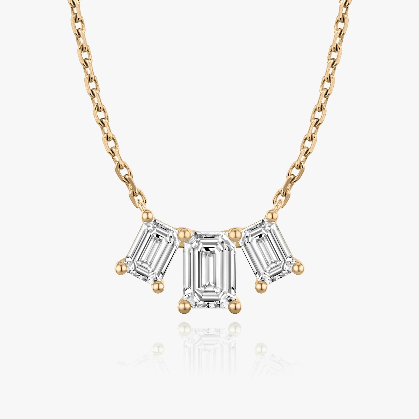 Arc Necklace | Emerald | 14k | Rose Gold | diamondCount: 3 | diamondSize: large | chainLength: 16-18