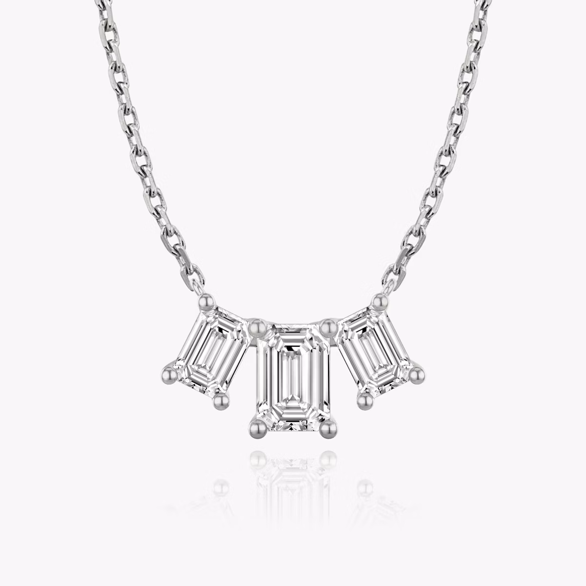 Arc Necklace | Emerald | 14k | White Gold | diamondCount: 3 | diamondSize: large | chainLength: 16-18
