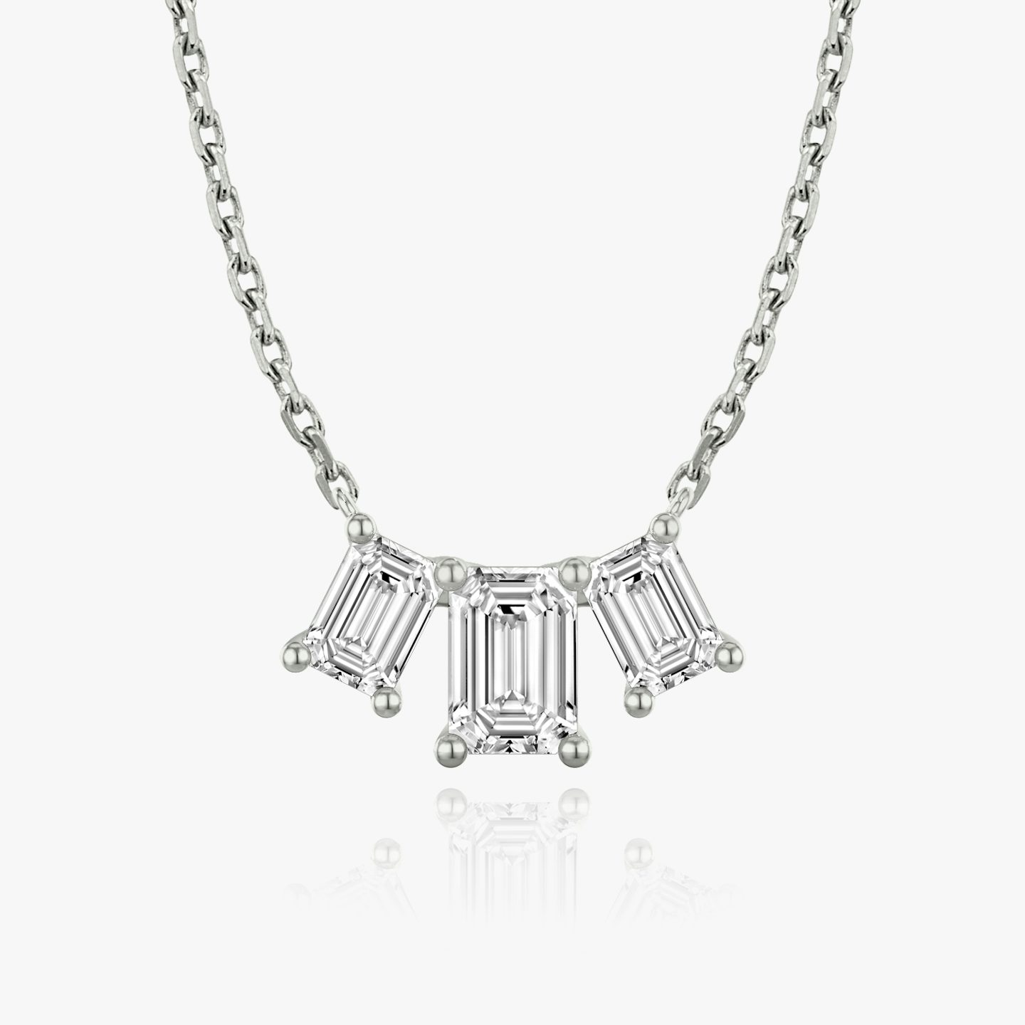 Arc Necklace | Emerald | 14k | White Gold | diamondCount: 3 | diamondSize: large | chainLength: 16-18