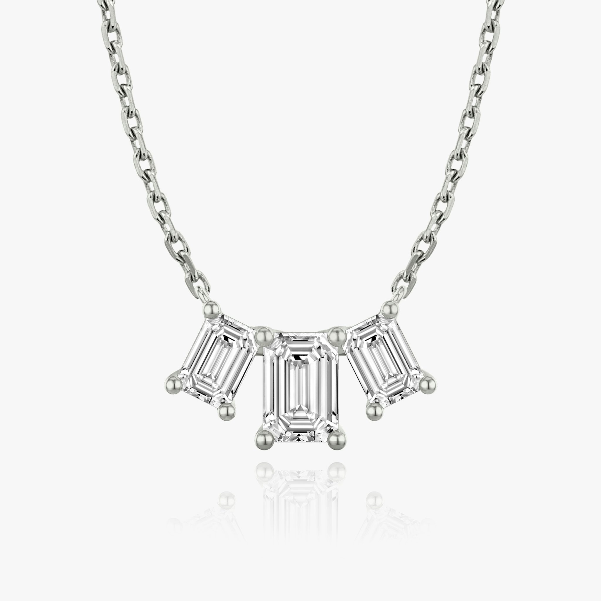 Arc Necklace | Emerald | 14k | White Gold | diamondCount: 3 | diamondSize: large | chainLength: 16-18