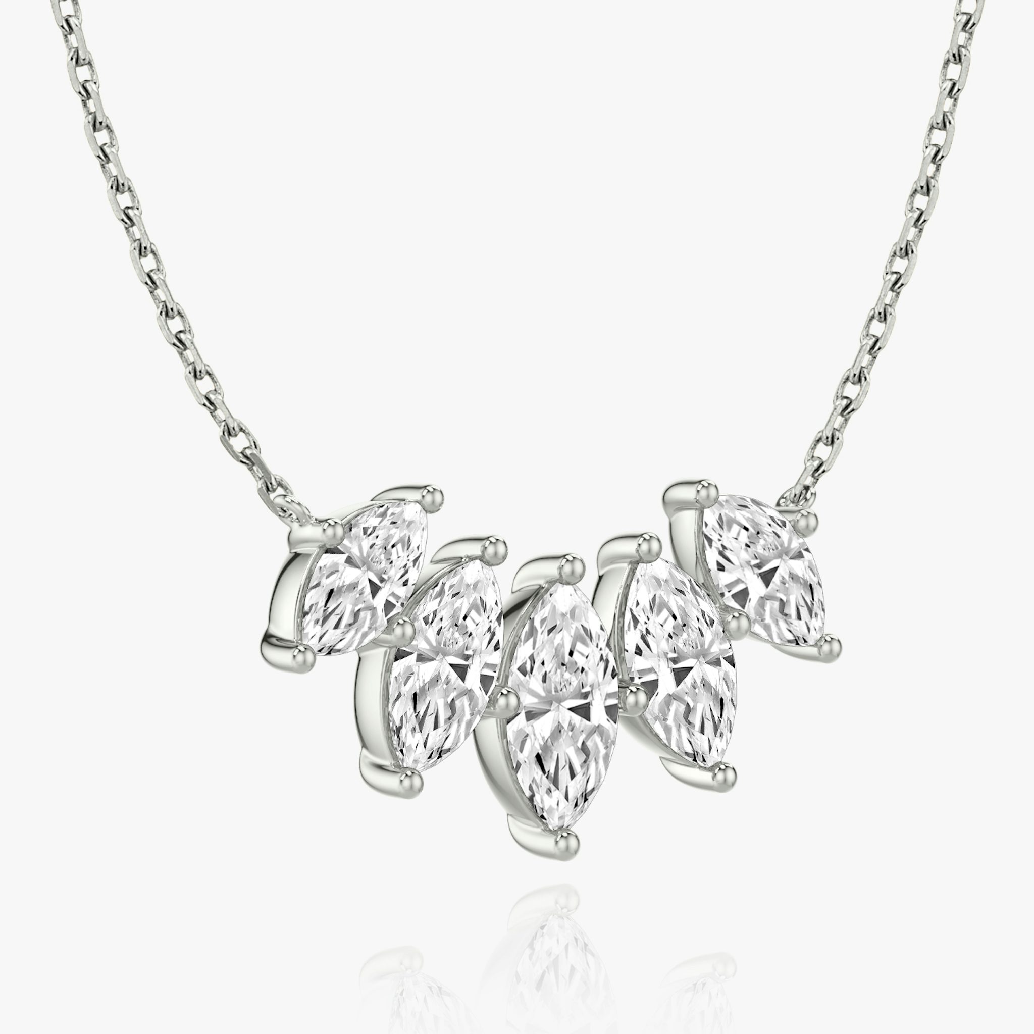 Arc Necklace | Marquise | 14k | White Gold | diamondCount: 5 | diamondSize: large | chainLength: 16-18