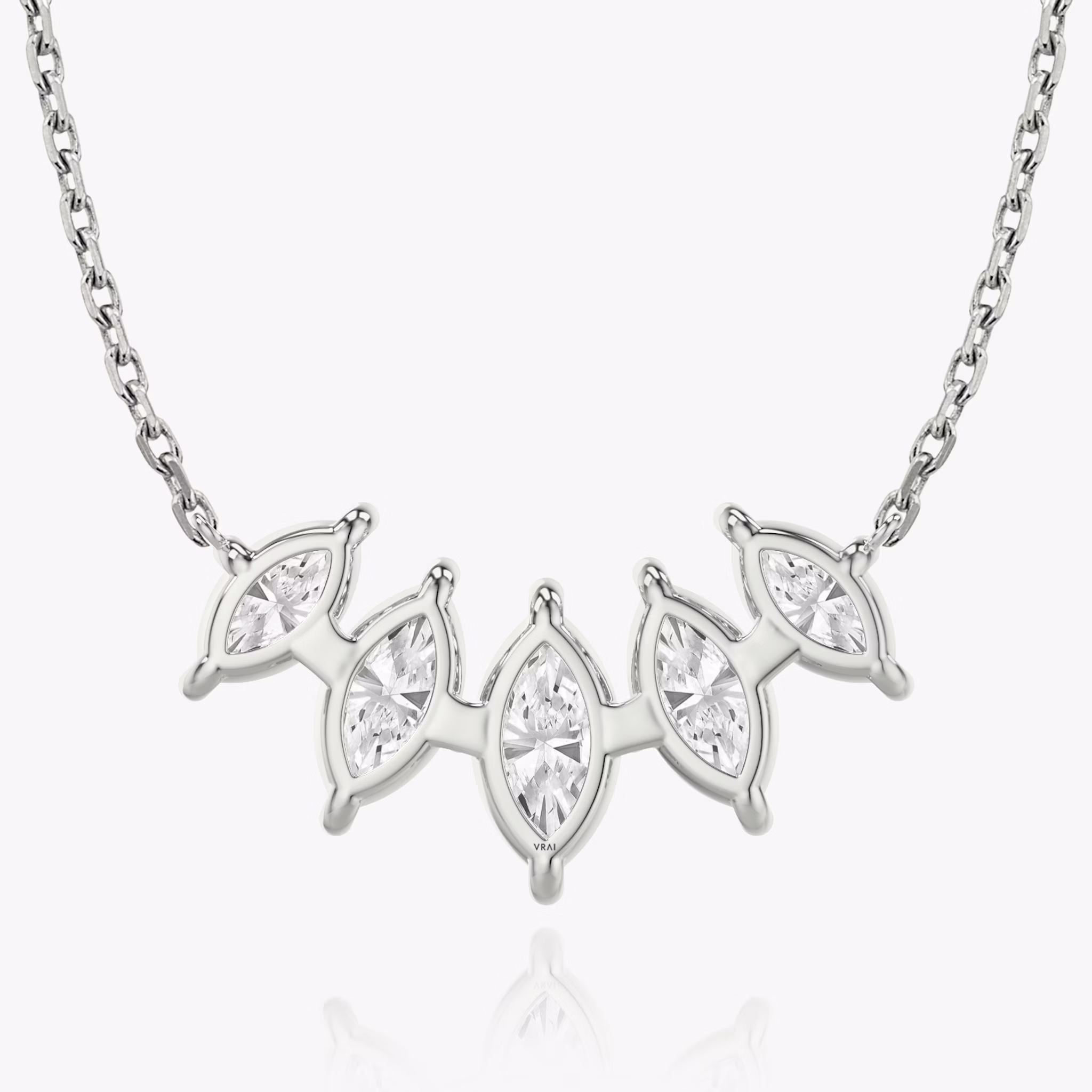 Arc Necklace | Marquise | 14k | White Gold | diamondCount: 5 | diamondSize: large | chainLength: 16-18