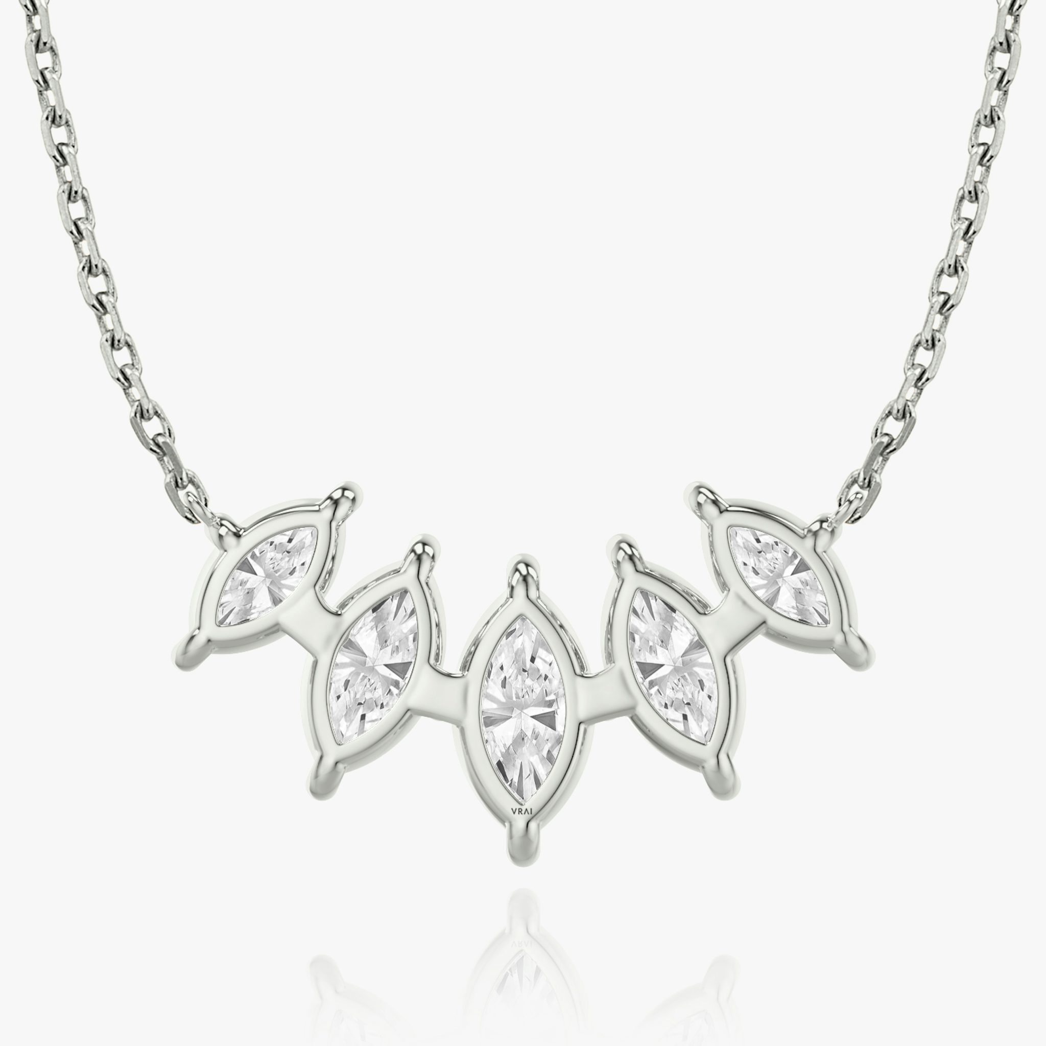 Arc Necklace | Marquise | 14k | White Gold | diamondCount: 5 | diamondSize: large | chainLength: 16-18