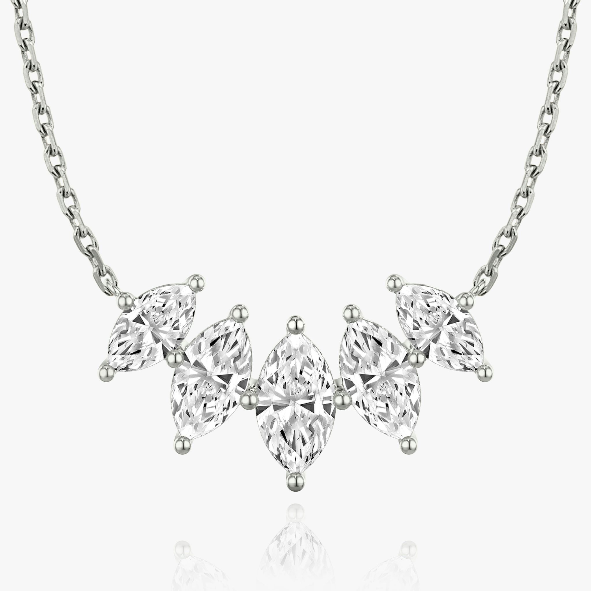 Arc Necklace | Marquise | 14k | White Gold | diamondCount: 5 | diamondSize: large | chainLength: 16-18