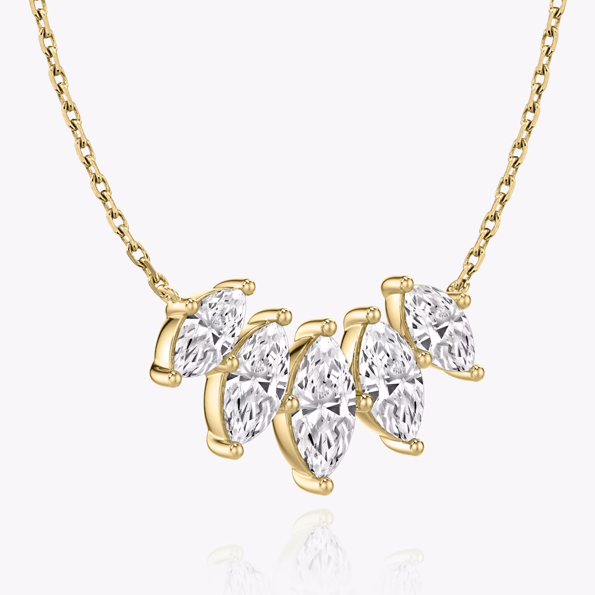 Arc Necklace | Marquise | 14k | Yellow Gold | diamondCount: 5 | diamondSize: large | chainLength: 16-18