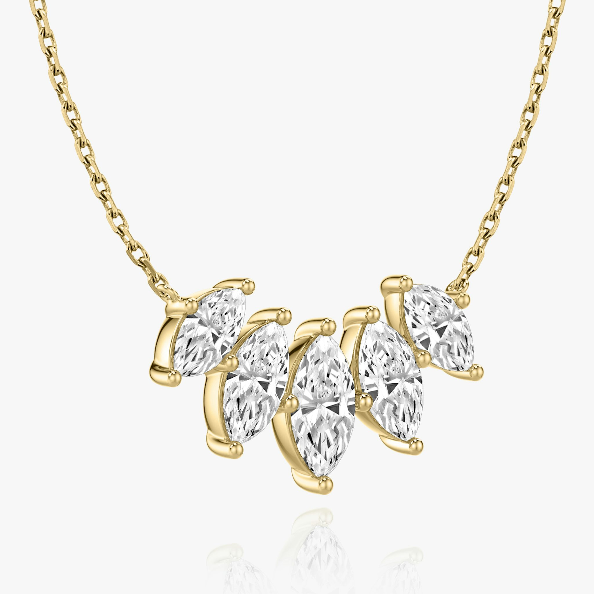 Arc Necklace | Marquise | 14k | Yellow Gold | diamondCount: 5 | diamondSize: large | chainLength: 16-18