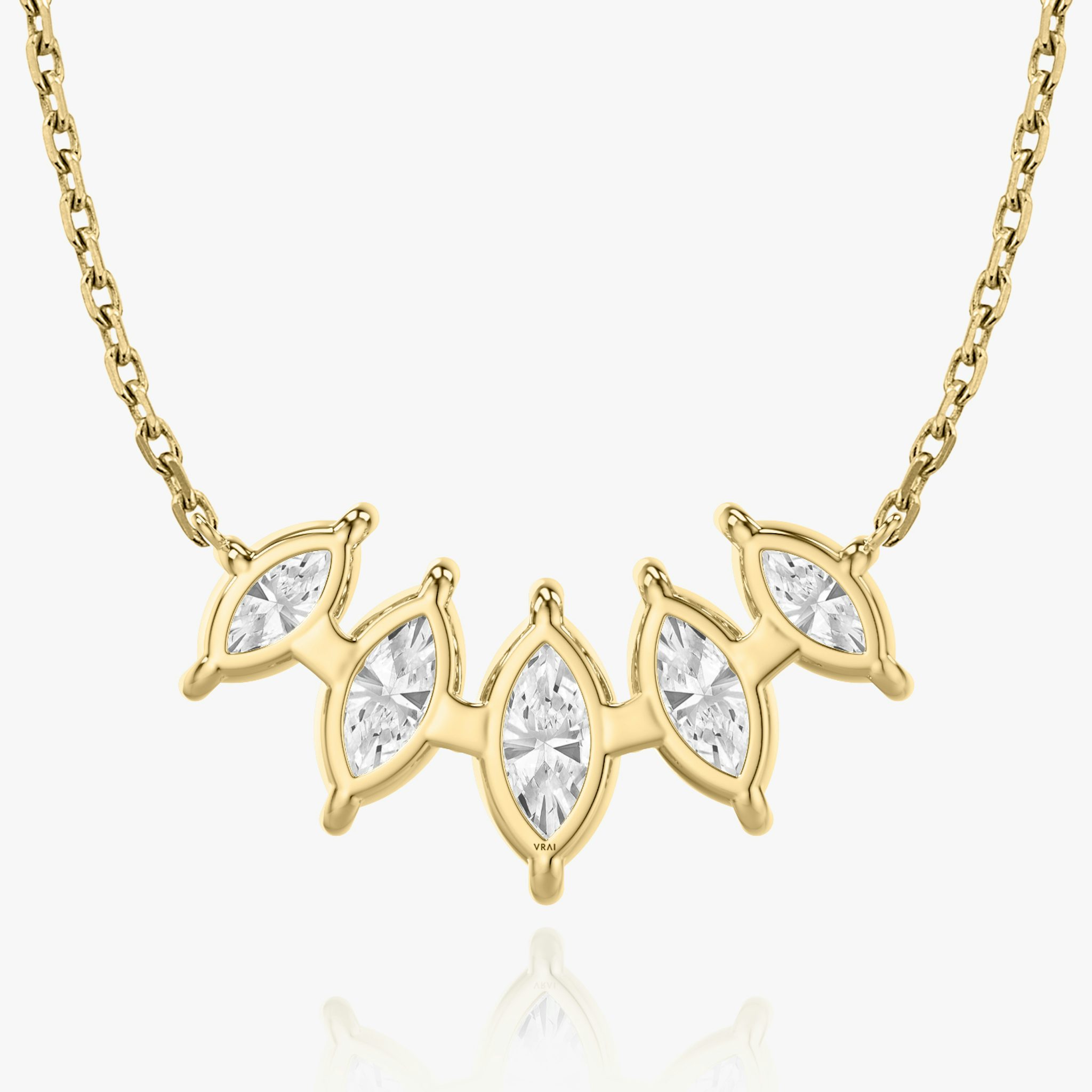 Arc Necklace | Marquise | 14k | Yellow Gold | diamondCount: 5 | diamondSize: large | chainLength: 16-18