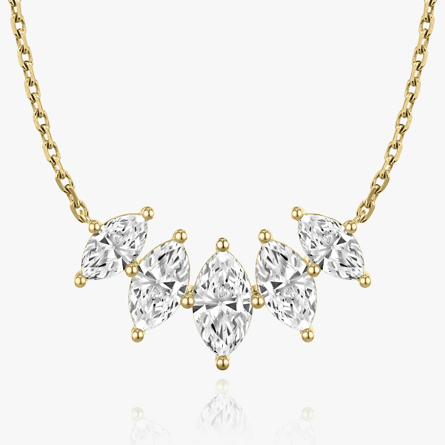 Arc Necklace | Marquise | 14k | Yellow Gold | diamondCount: 5 | diamondSize: large | chainLength: 16-18