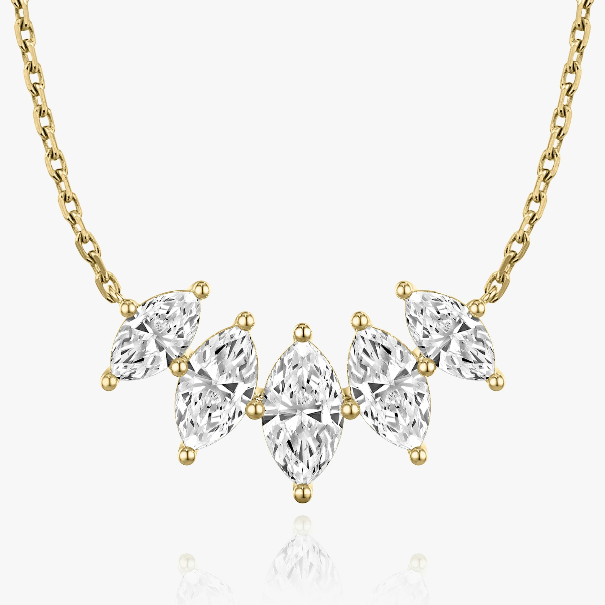 Arc Necklace | Marquise | 14k | Yellow Gold | diamondCount: 5 | diamondSize: large | chainLength: 16-18
