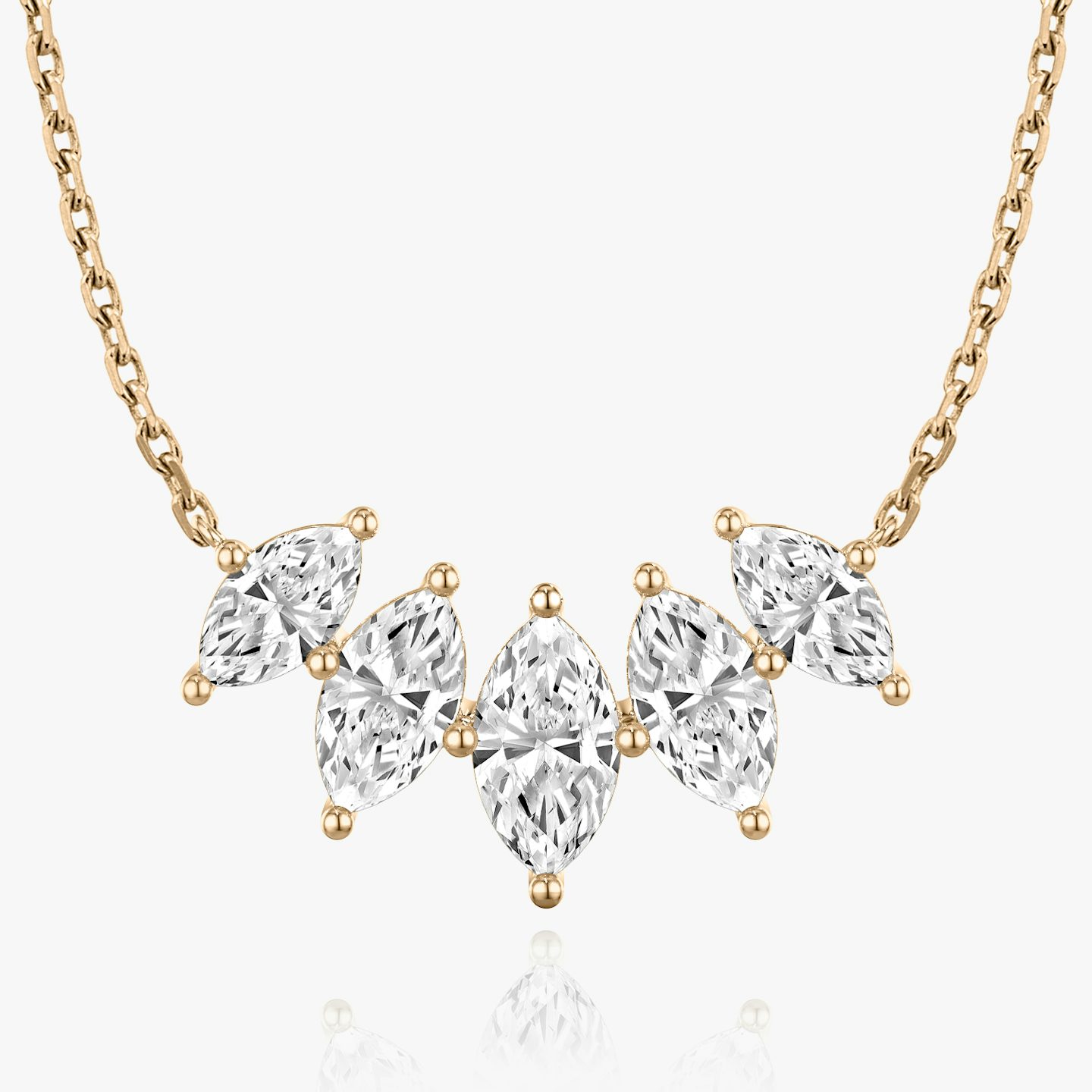 Arc Necklace | Marquise | 14k | Rose Gold | diamondCount: 5 | diamondSize: large | chainLength: 16-18
