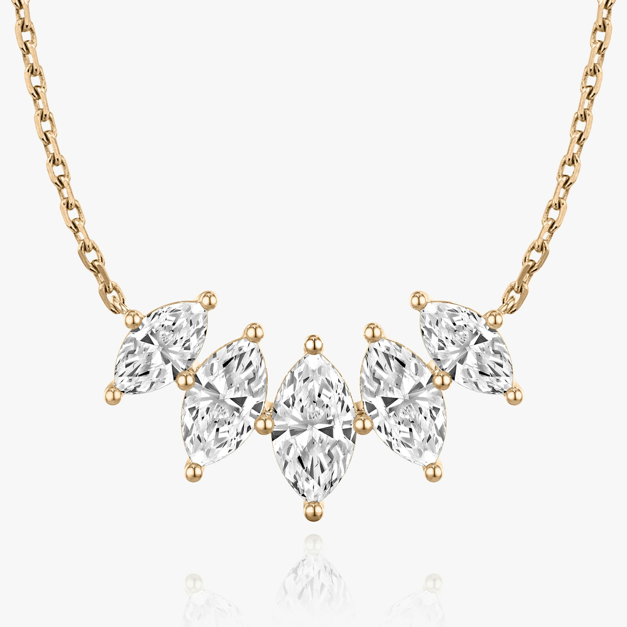 Arc Necklace | Marquise | 14k | Rose Gold | diamondCount: 5 | diamondSize: large | chainLength: 16-18