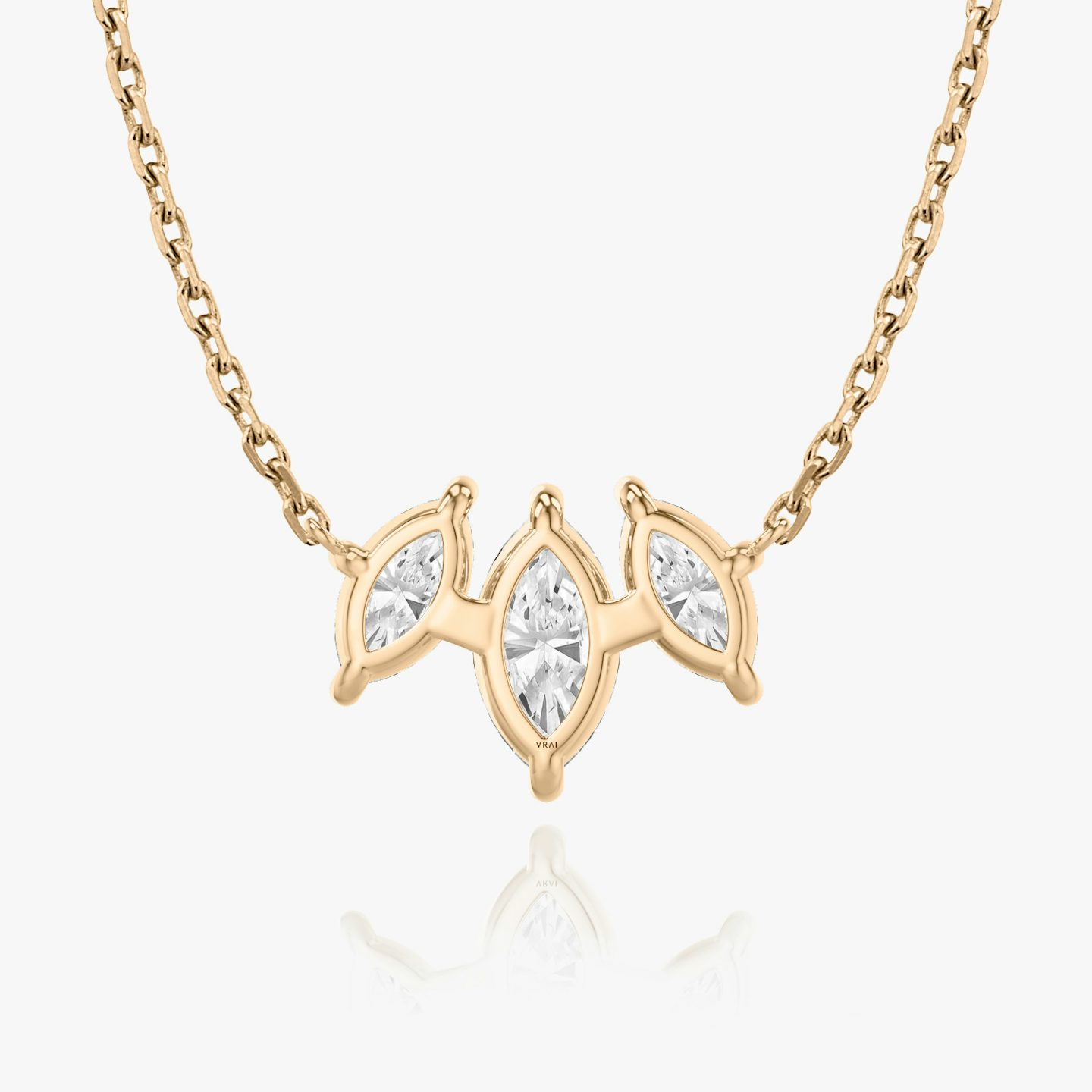 Collar Arc | Marquise | 14k | Oro rosa | diamondCount: 3 | diamondSize: large | chainLength: 16-18